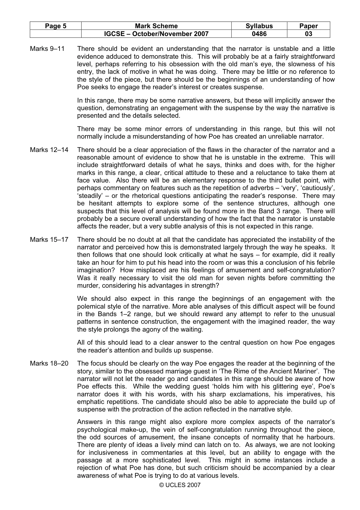 Mark scheme, page 5 of 5