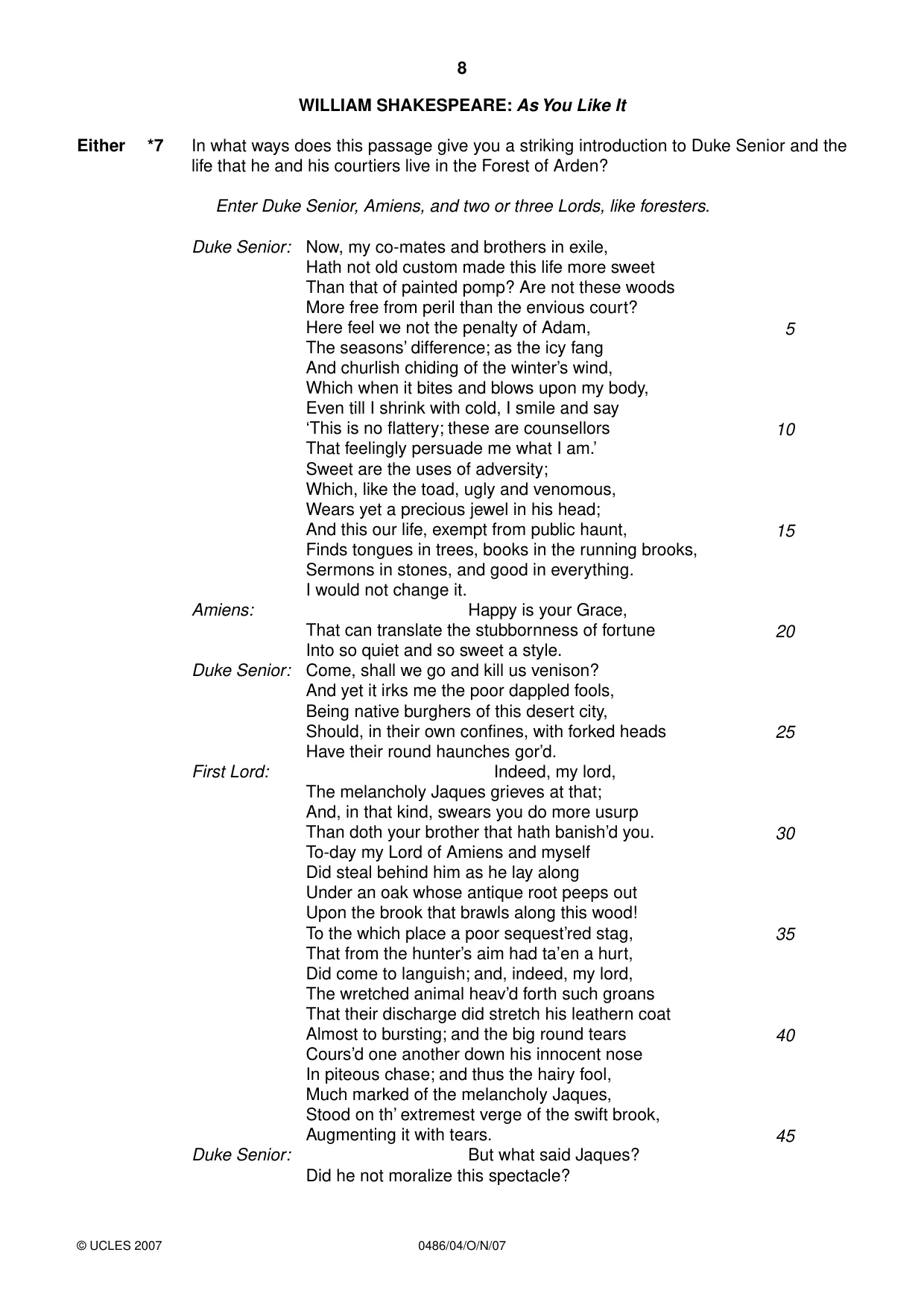 Cambridge IGCSE English - Literature 0486 2007 Oct/Nov Paper 4 · Variant 0 question paper, page 6 of 34