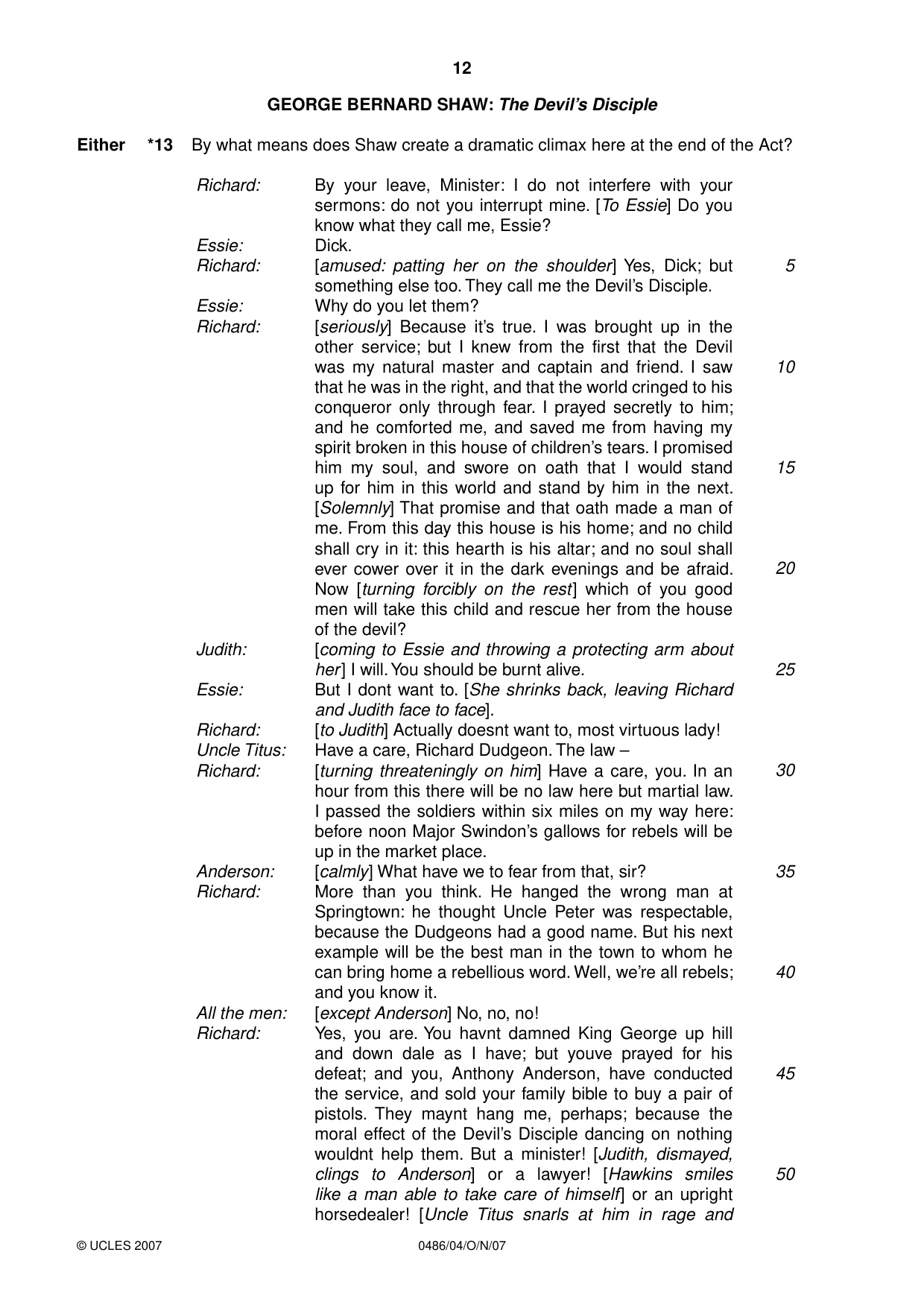 Cambridge IGCSE English - Literature 0486 2007 Oct/Nov Paper 4 · Variant 0 question paper, page 10 of 34