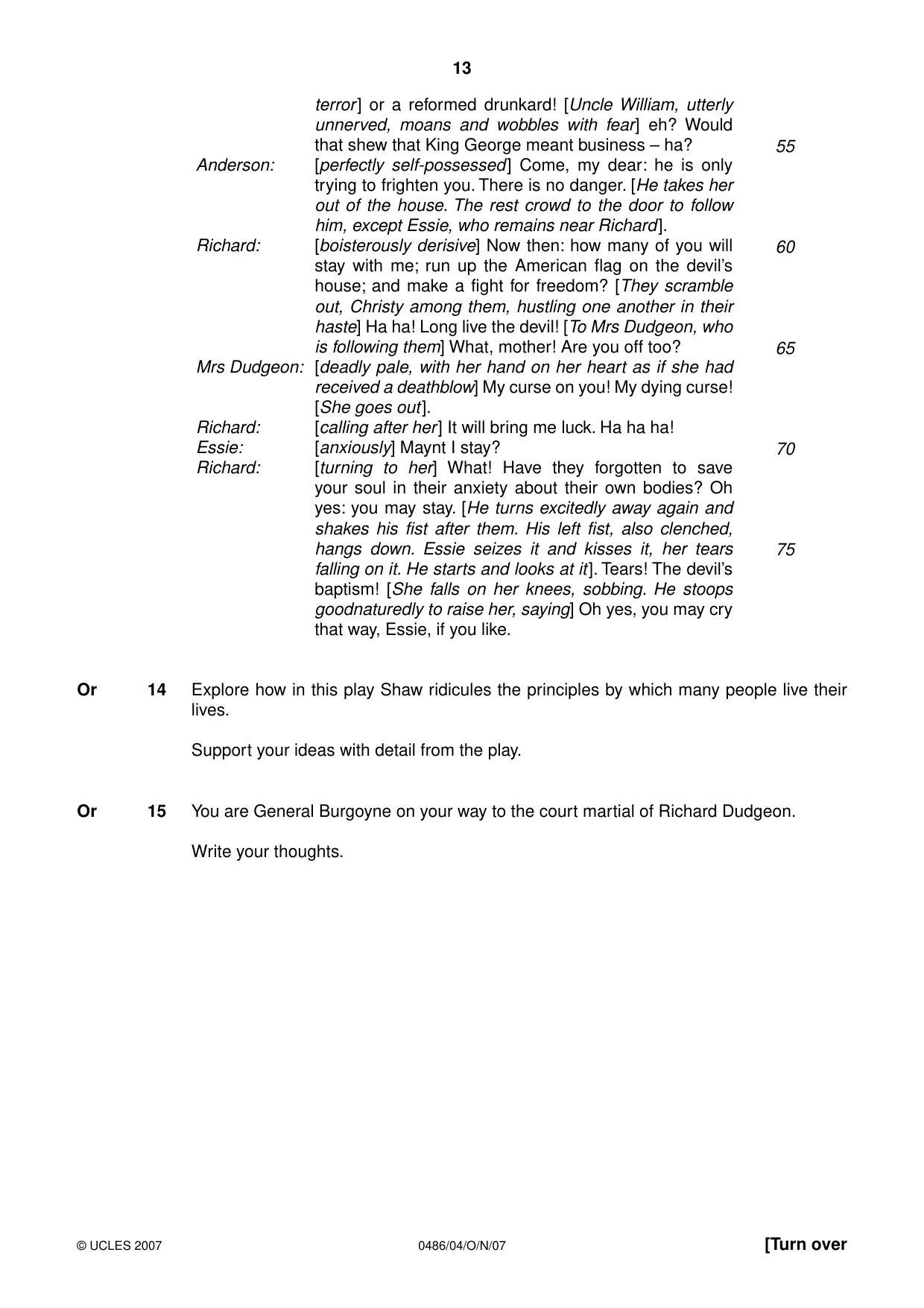 Cambridge IGCSE English - Literature 0486 2007 Oct/Nov Paper 4 · Variant 0 question paper, page 11 of 34