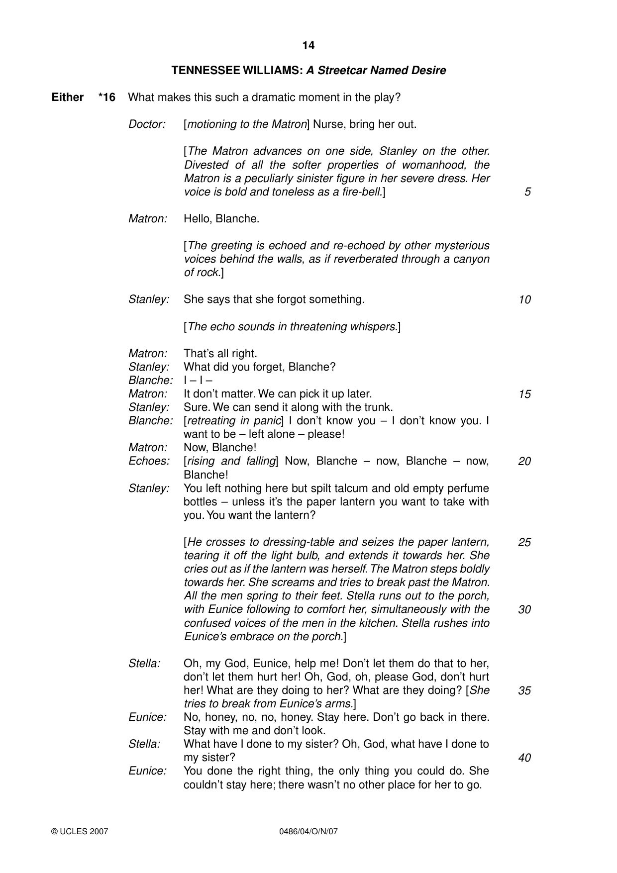 Cambridge IGCSE English - Literature 0486 2007 Oct/Nov Paper 4 · Variant 0 question paper, page 12 of 34