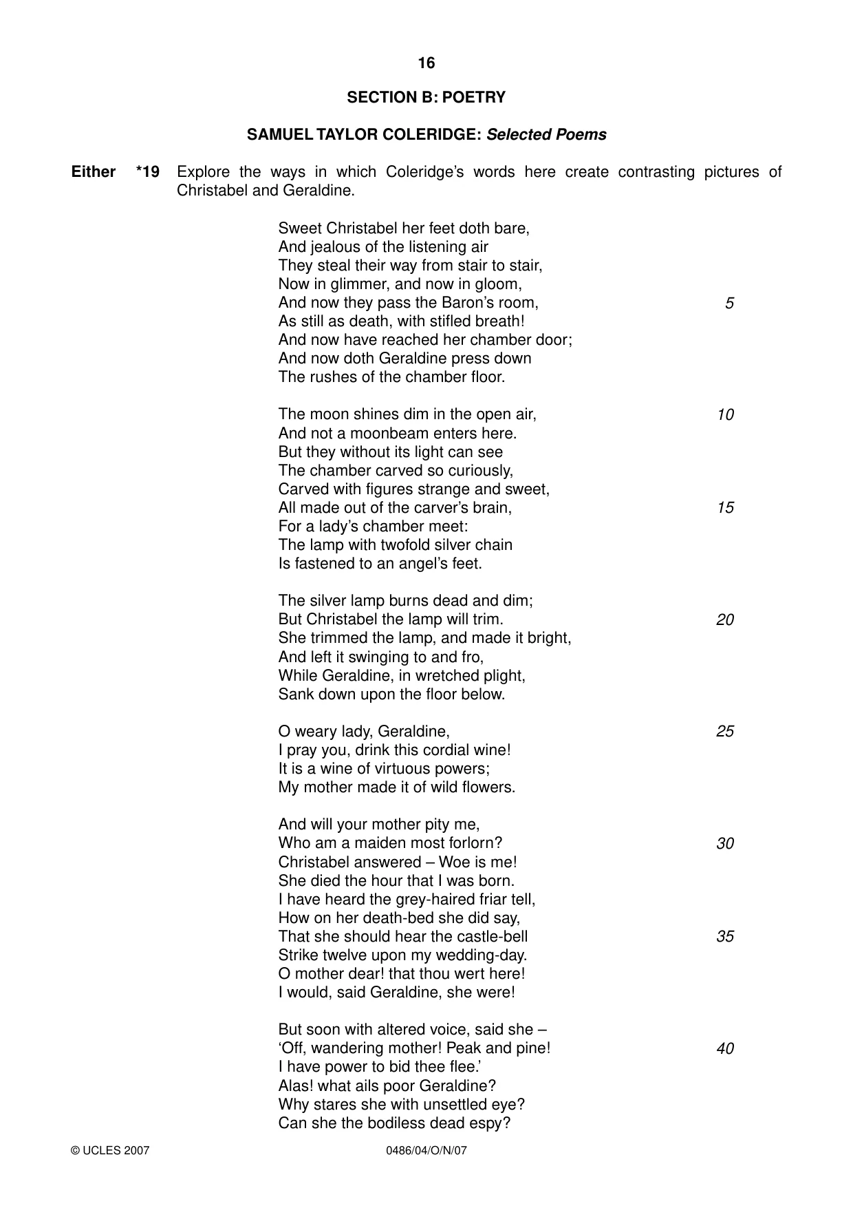 Cambridge IGCSE English - Literature 0486 2007 Oct/Nov Paper 4 · Variant 0 question paper, page 14 of 34