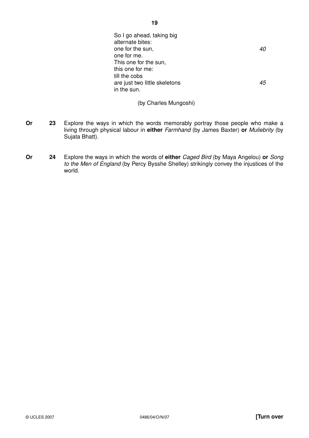 Cambridge IGCSE English - Literature 0486 2007 Oct/Nov Paper 4 · Variant 0 question paper, page 17 of 34