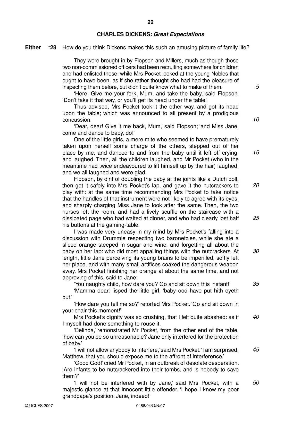Cambridge IGCSE English - Literature 0486 2007 Oct/Nov Paper 4 · Variant 0 question paper, page 20 of 34
