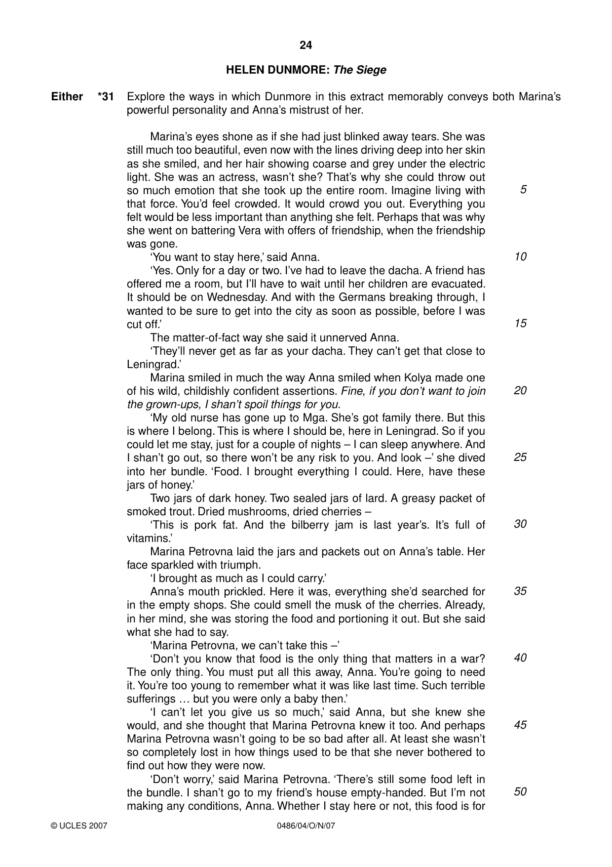 Cambridge IGCSE English - Literature 0486 2007 Oct/Nov Paper 4 · Variant 0 question paper, page 22 of 34