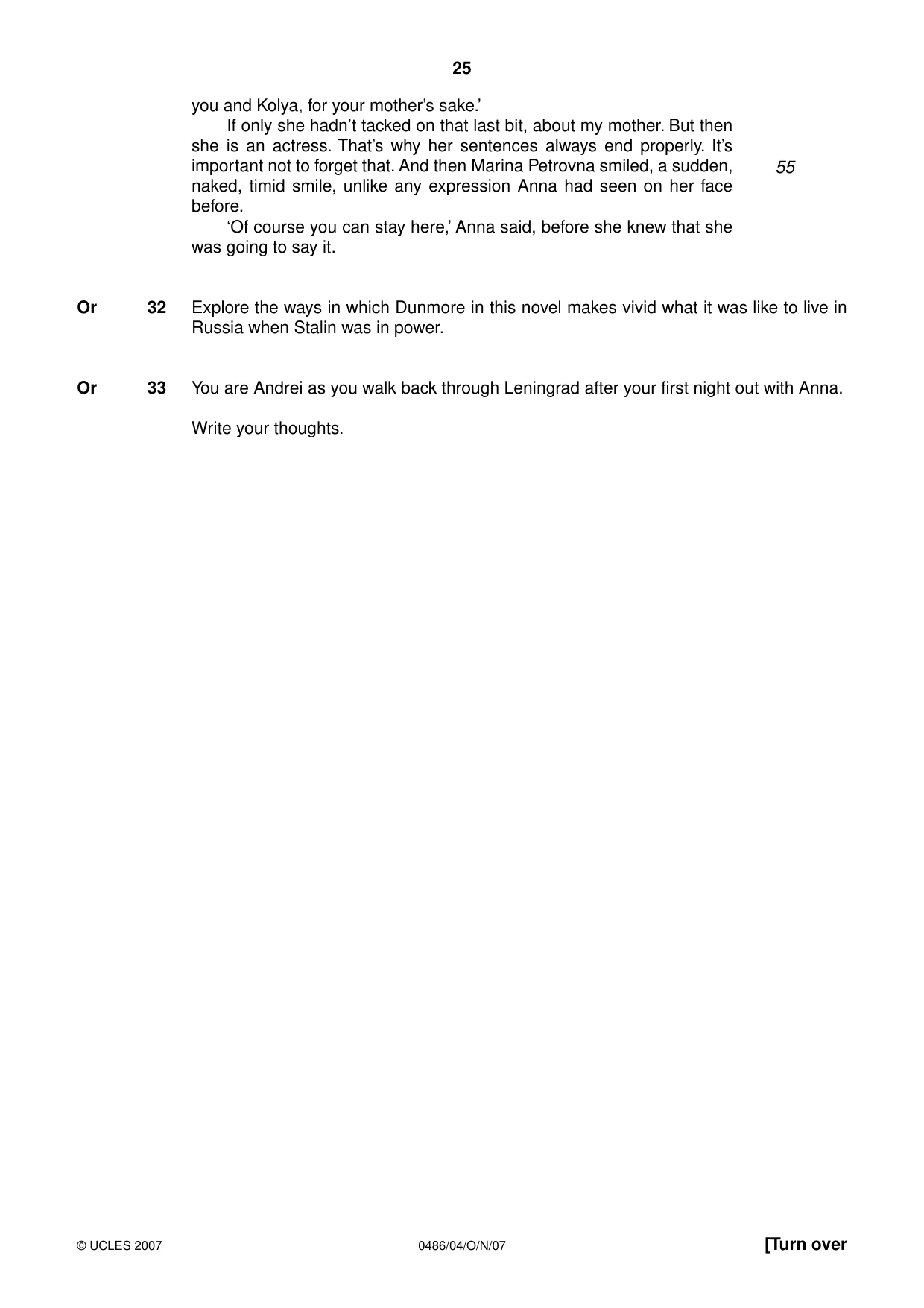Cambridge IGCSE English - Literature 0486 2007 Oct/Nov Paper 4 · Variant 0 question paper, page 23 of 34