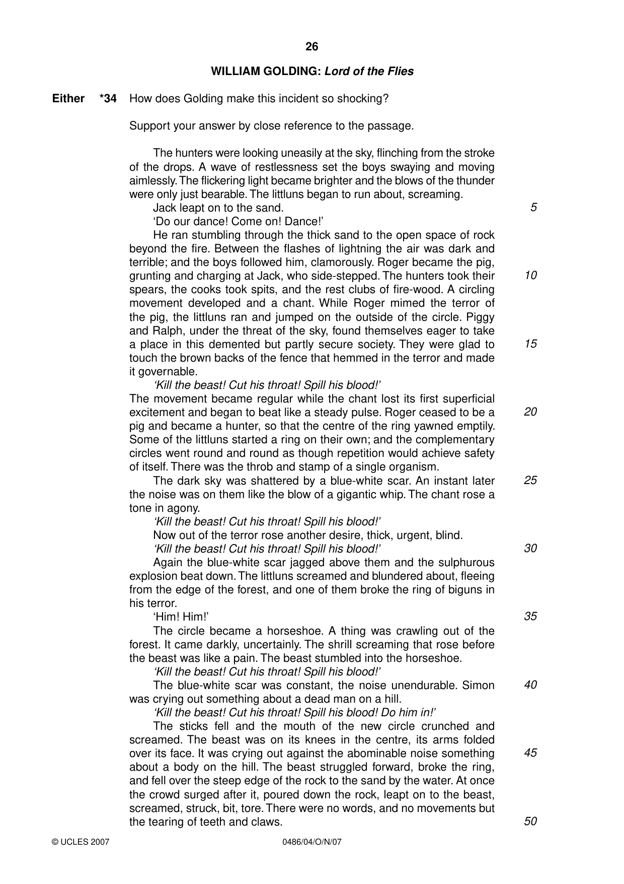 Cambridge IGCSE English - Literature 0486 2007 Oct/Nov Paper 4 · Variant 0 question paper, page 24 of 34