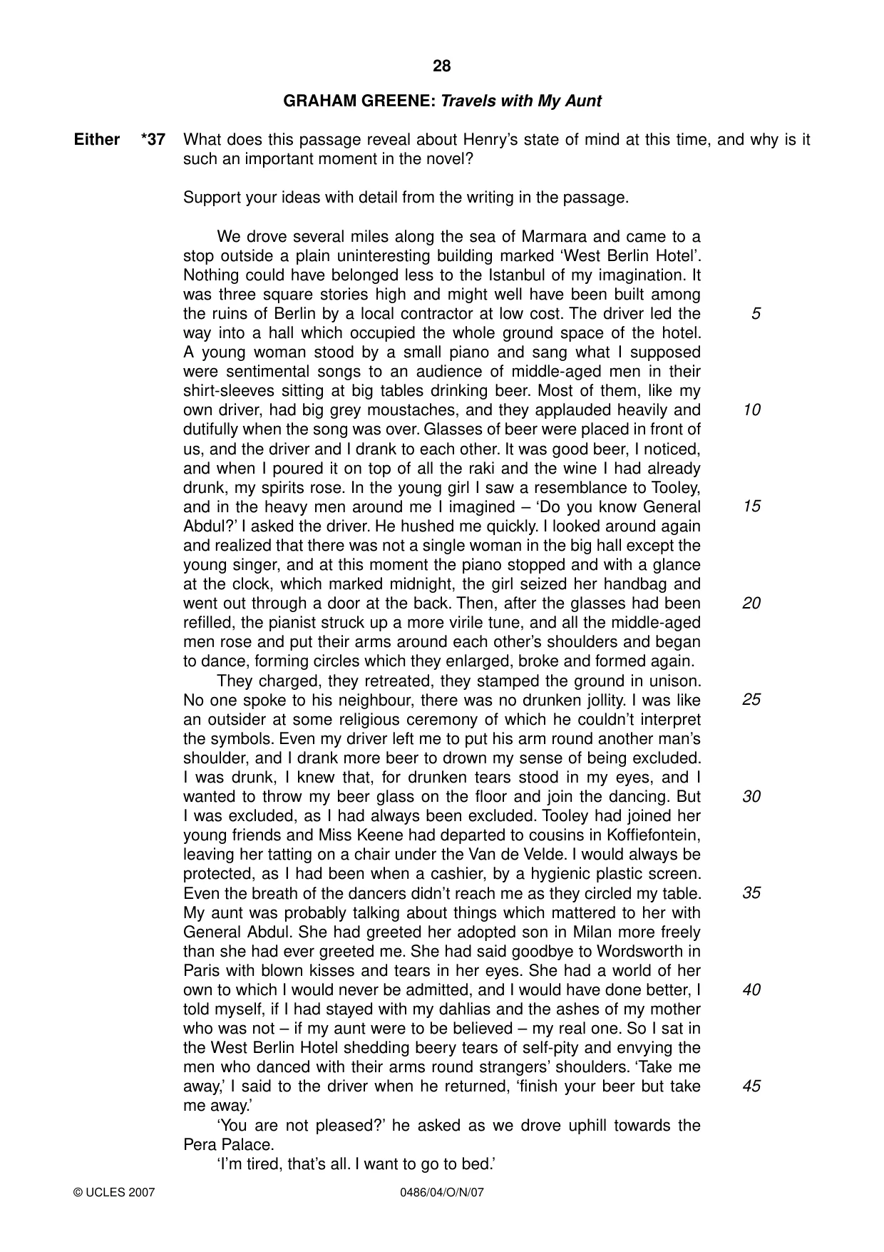 Cambridge IGCSE English - Literature 0486 2007 Oct/Nov Paper 4 · Variant 0 question paper, page 26 of 34