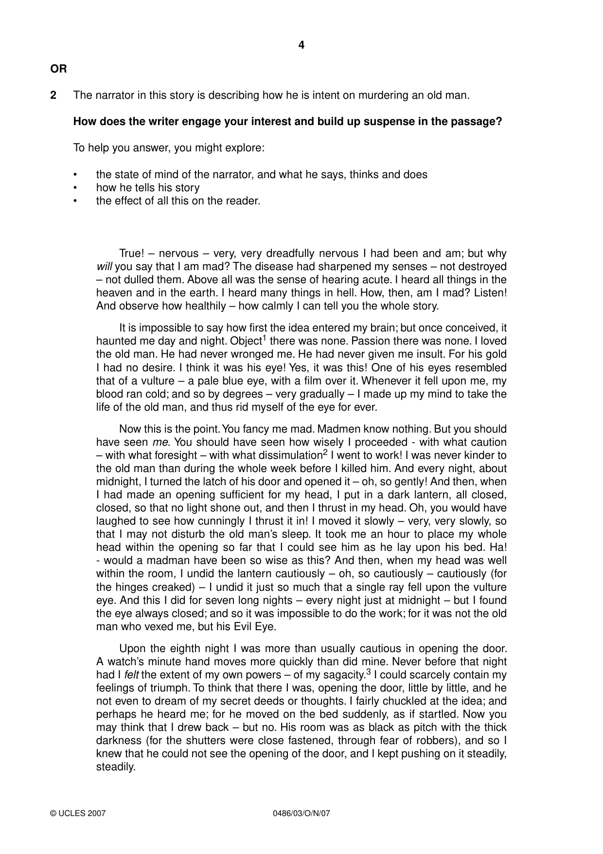 Cambridge IGCSE English - Literature 0486 2007 Oct/Nov Paper 3 · Variant 1 question paper, page 4 of 8