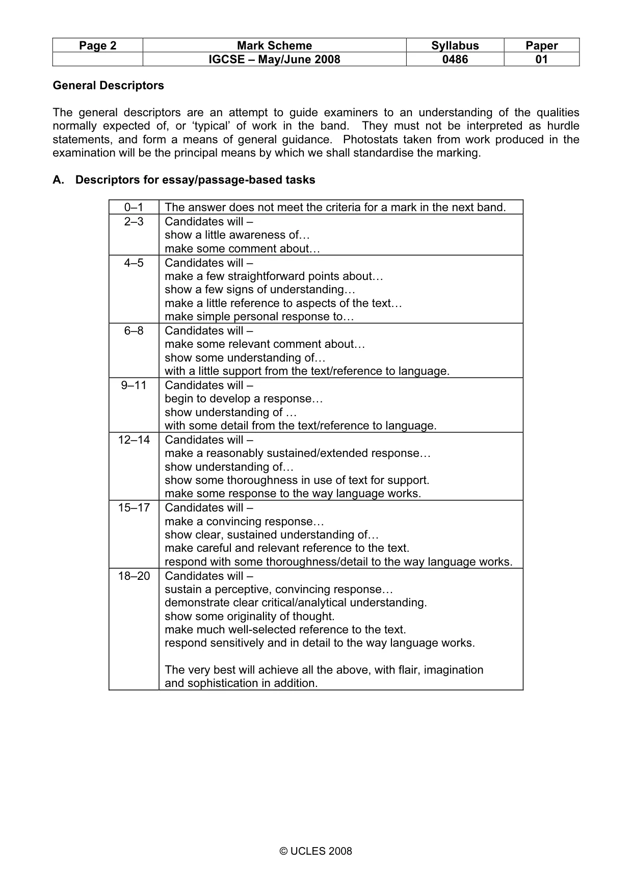Mark scheme, page 2 of 18