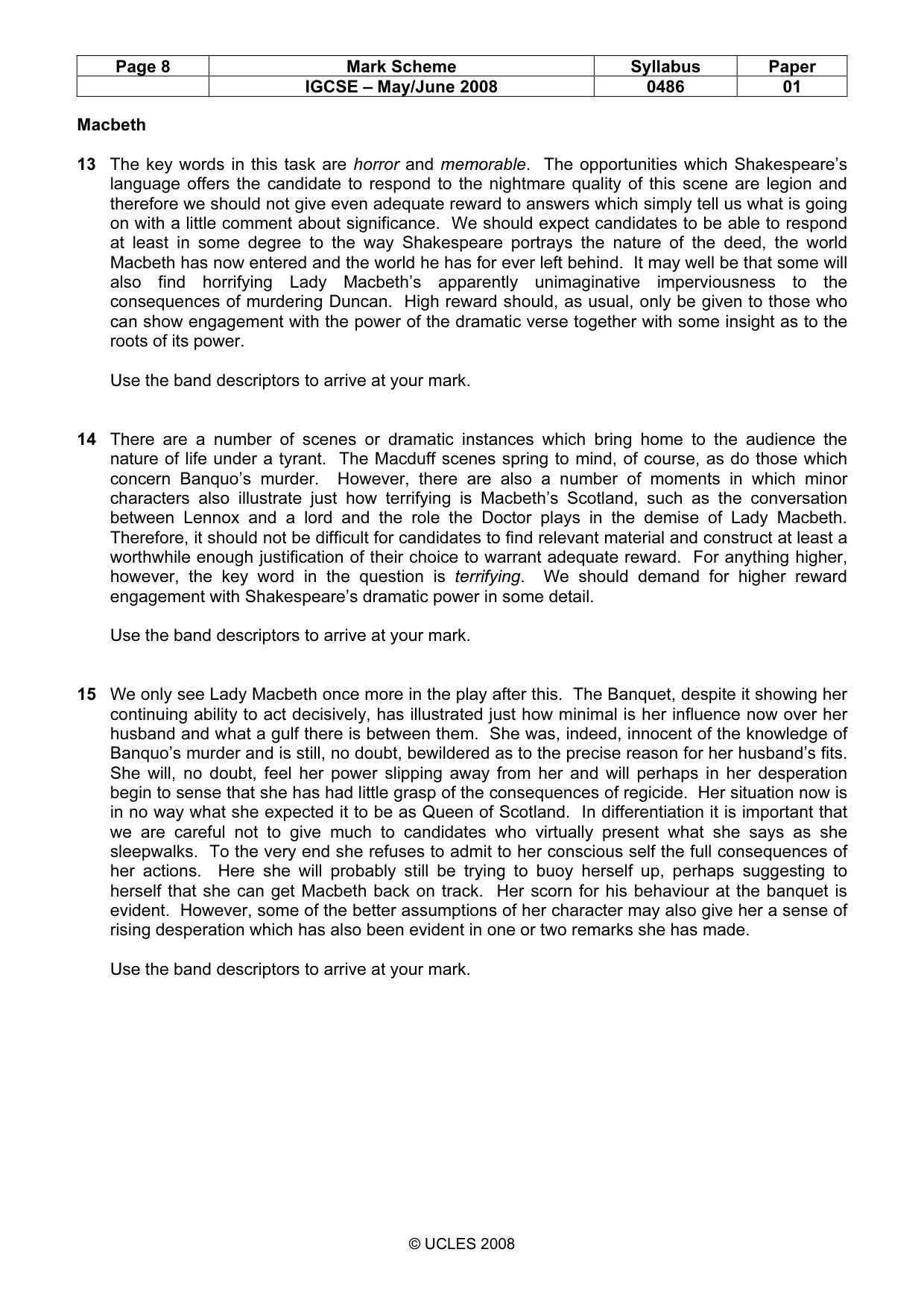 Mark scheme, page 8 of 18