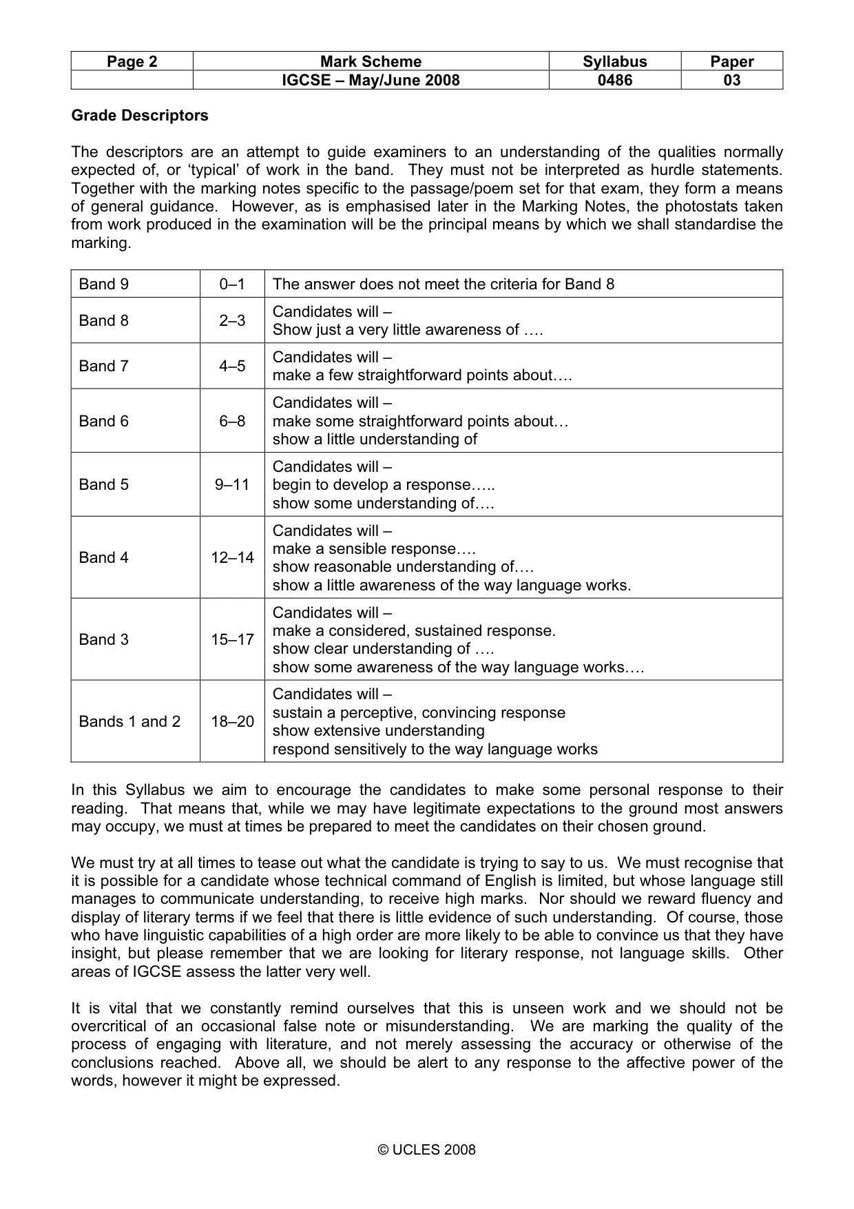Mark scheme, page 2 of 6