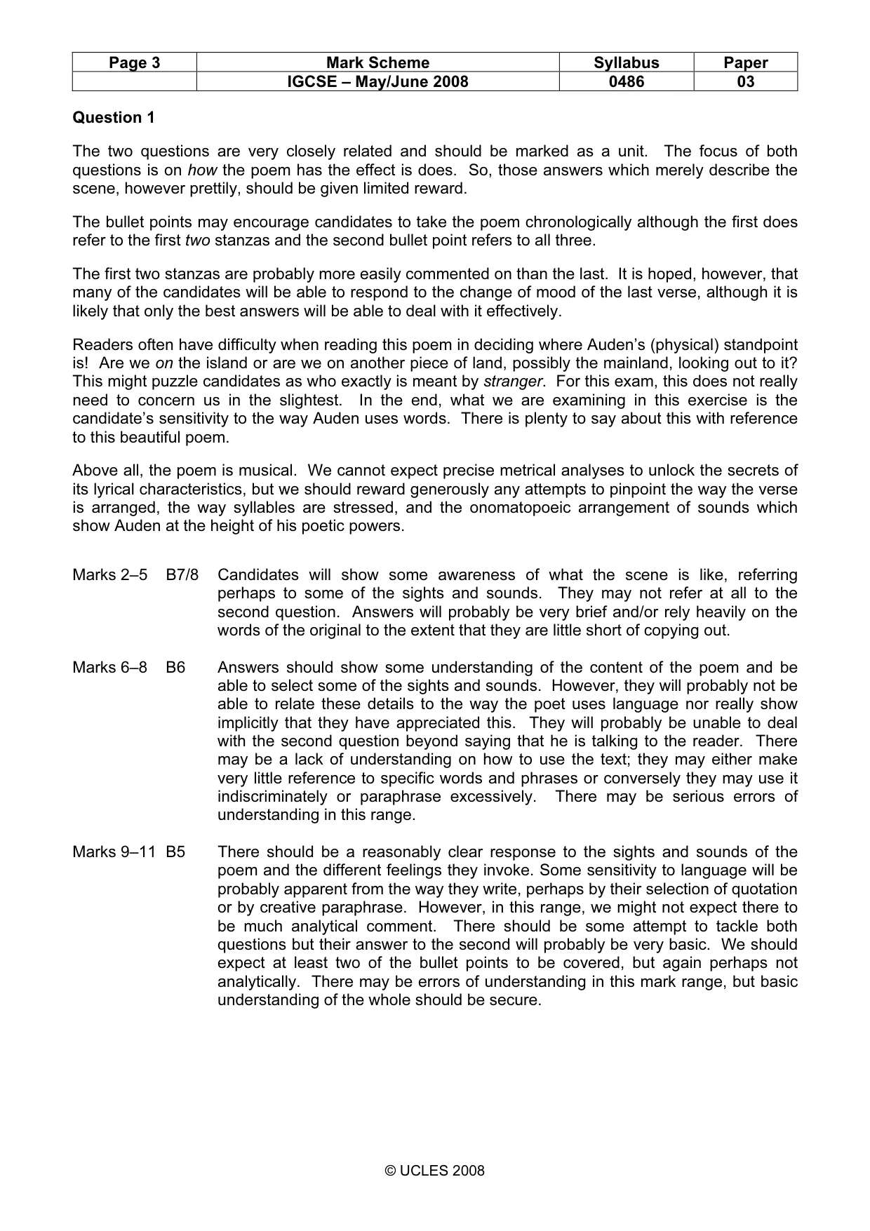 Mark scheme, page 3 of 6