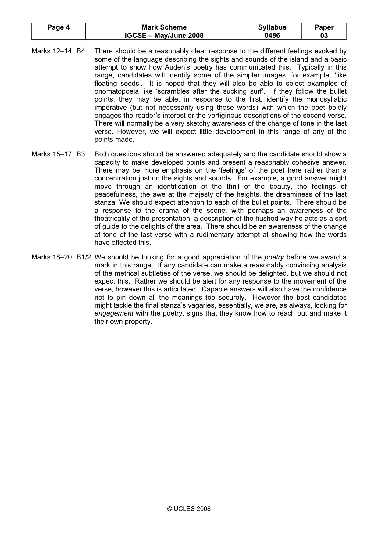 Mark scheme, page 4 of 6
