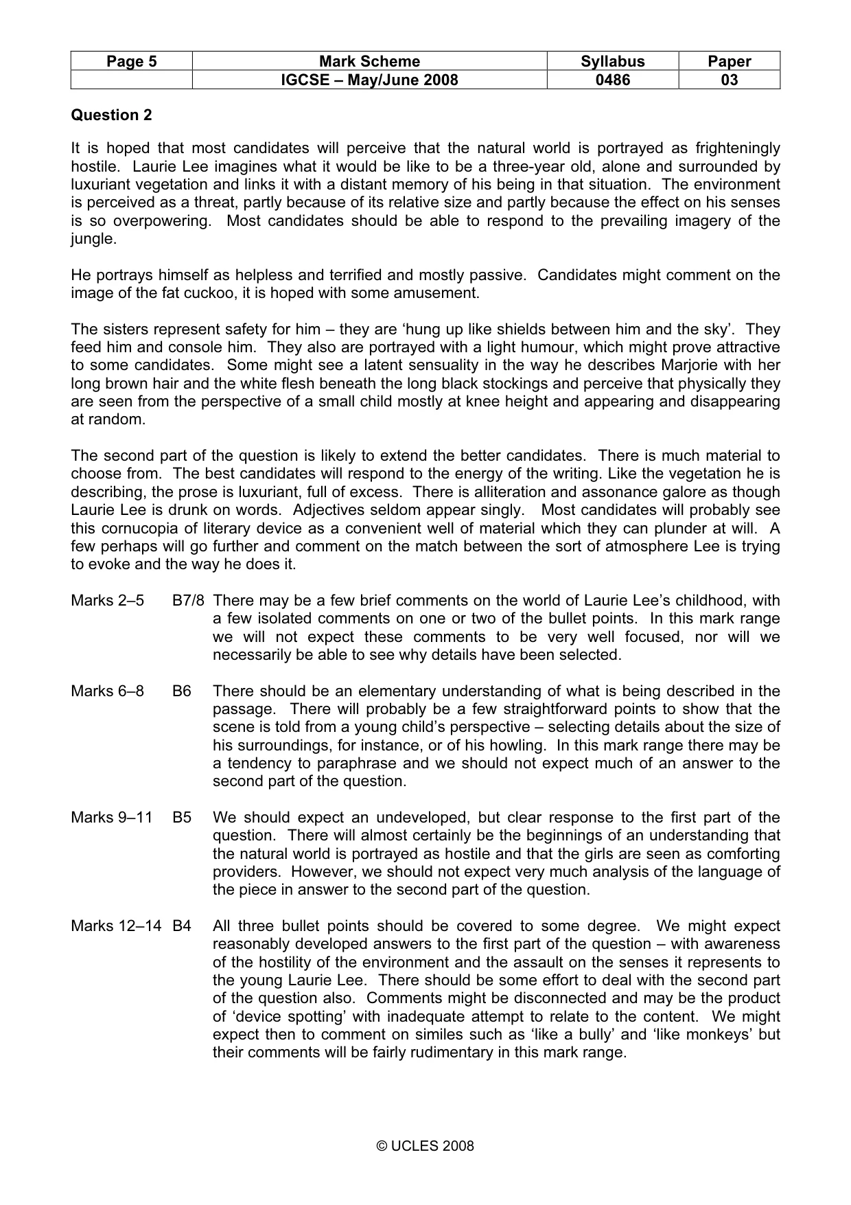 Mark scheme, page 5 of 6