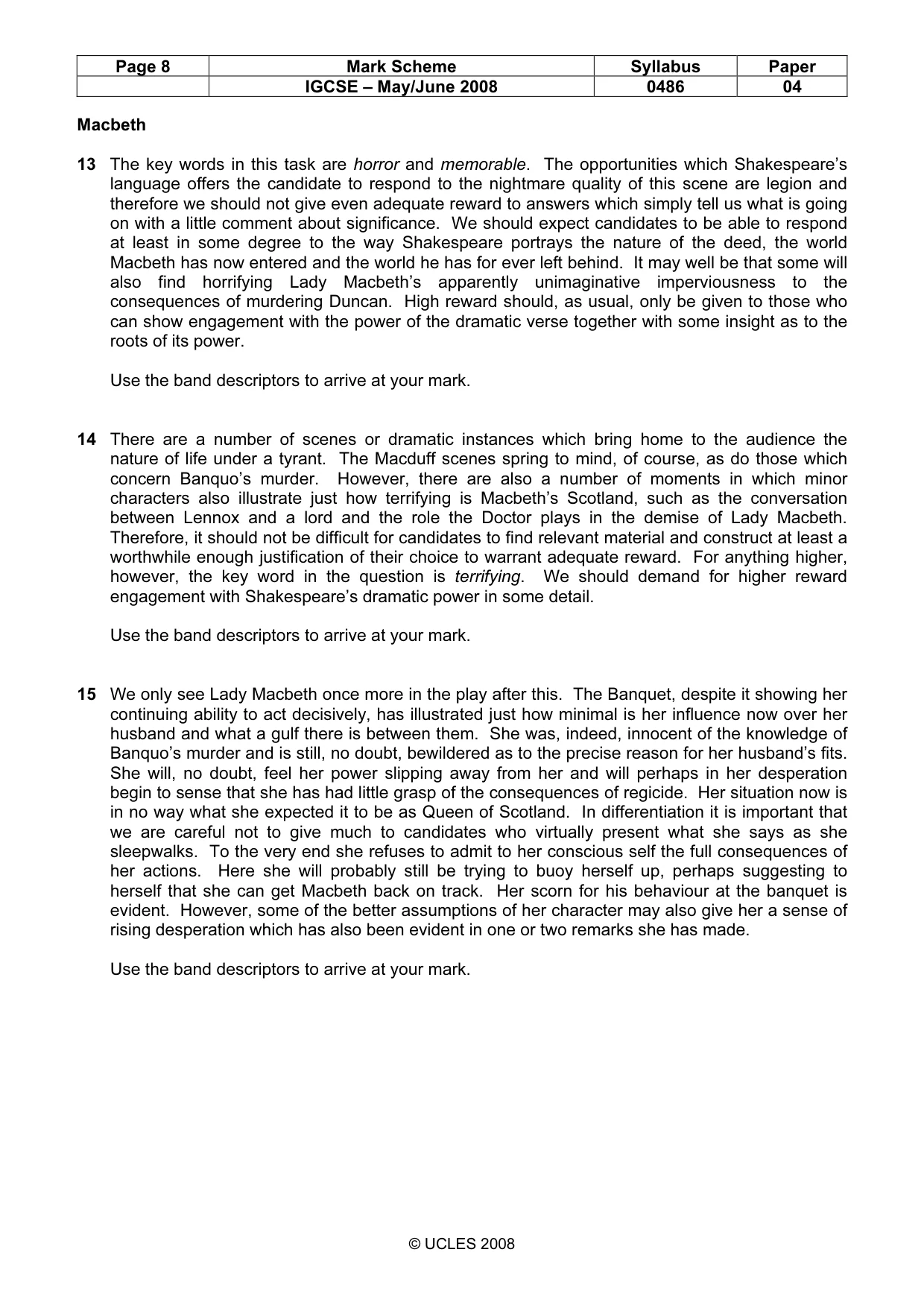 Mark scheme, page 8 of 18