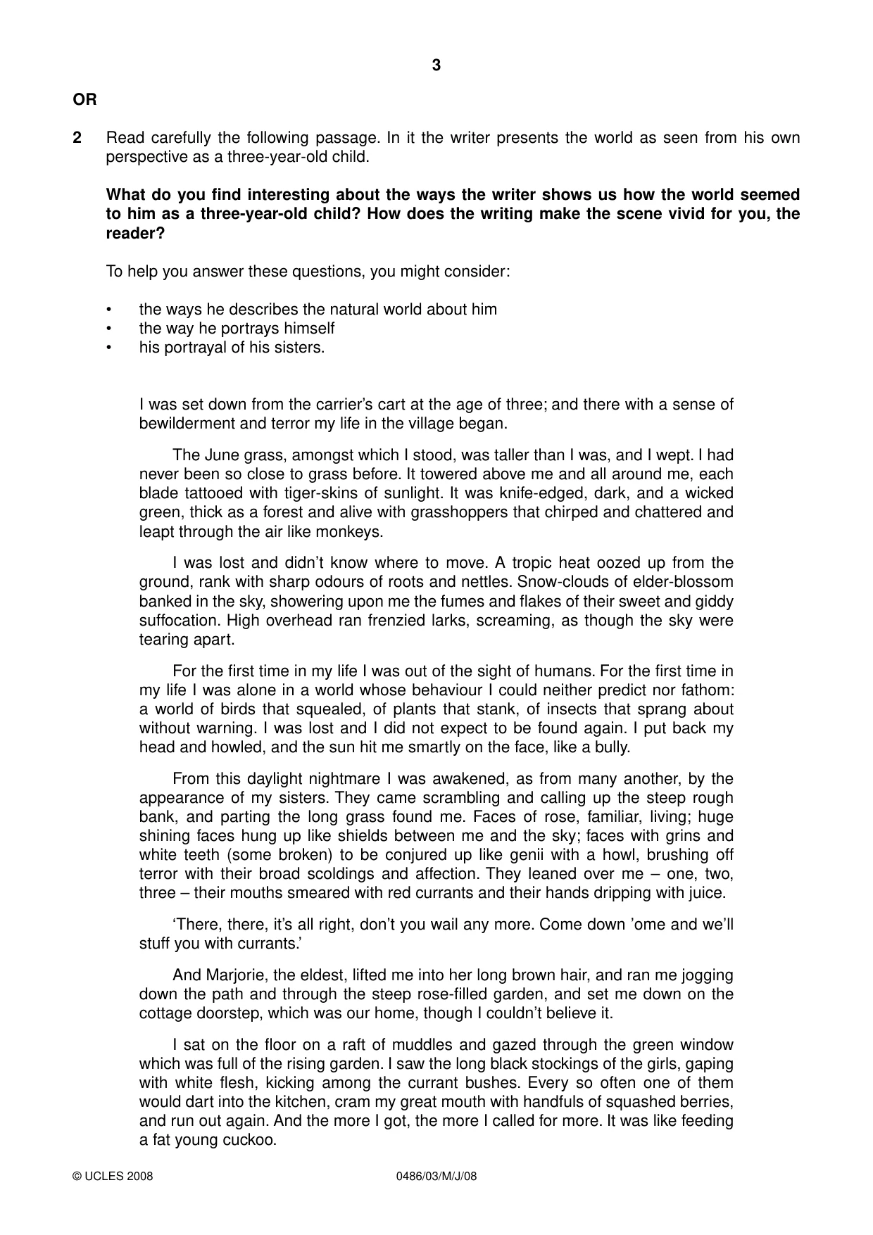 Cambridge IGCSE English - Literature 0486 2008 May/June Paper 3 · Variant 1 question paper, page 3 of 4