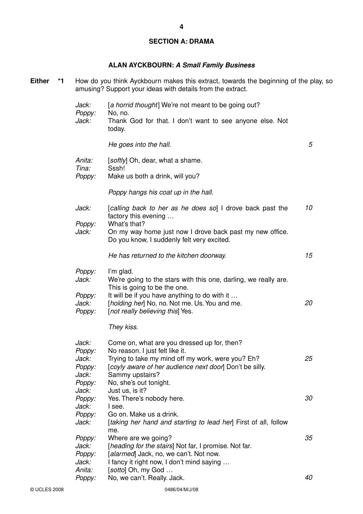 Cambridge IGCSE English - Literature 0486 2008 May/June Paper 4 · Variant 1 question paper, page 4 of 36