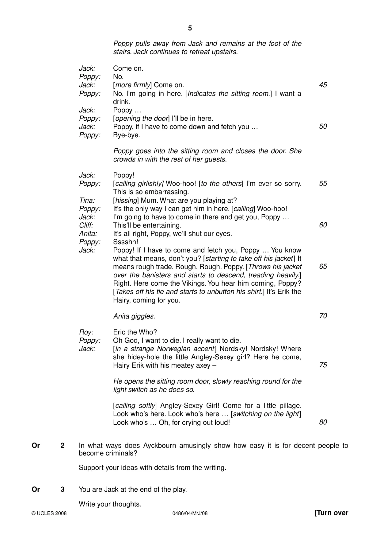 Cambridge IGCSE English - Literature 0486 2008 May/June Paper 4 · Variant 1 question paper, page 5 of 36
