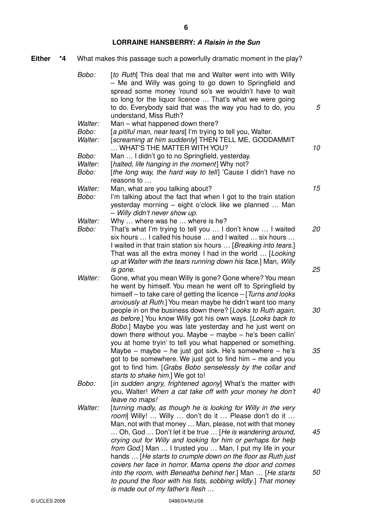 Cambridge IGCSE English - Literature 0486 2008 May/June Paper 4 · Variant 1 question paper, page 6 of 36