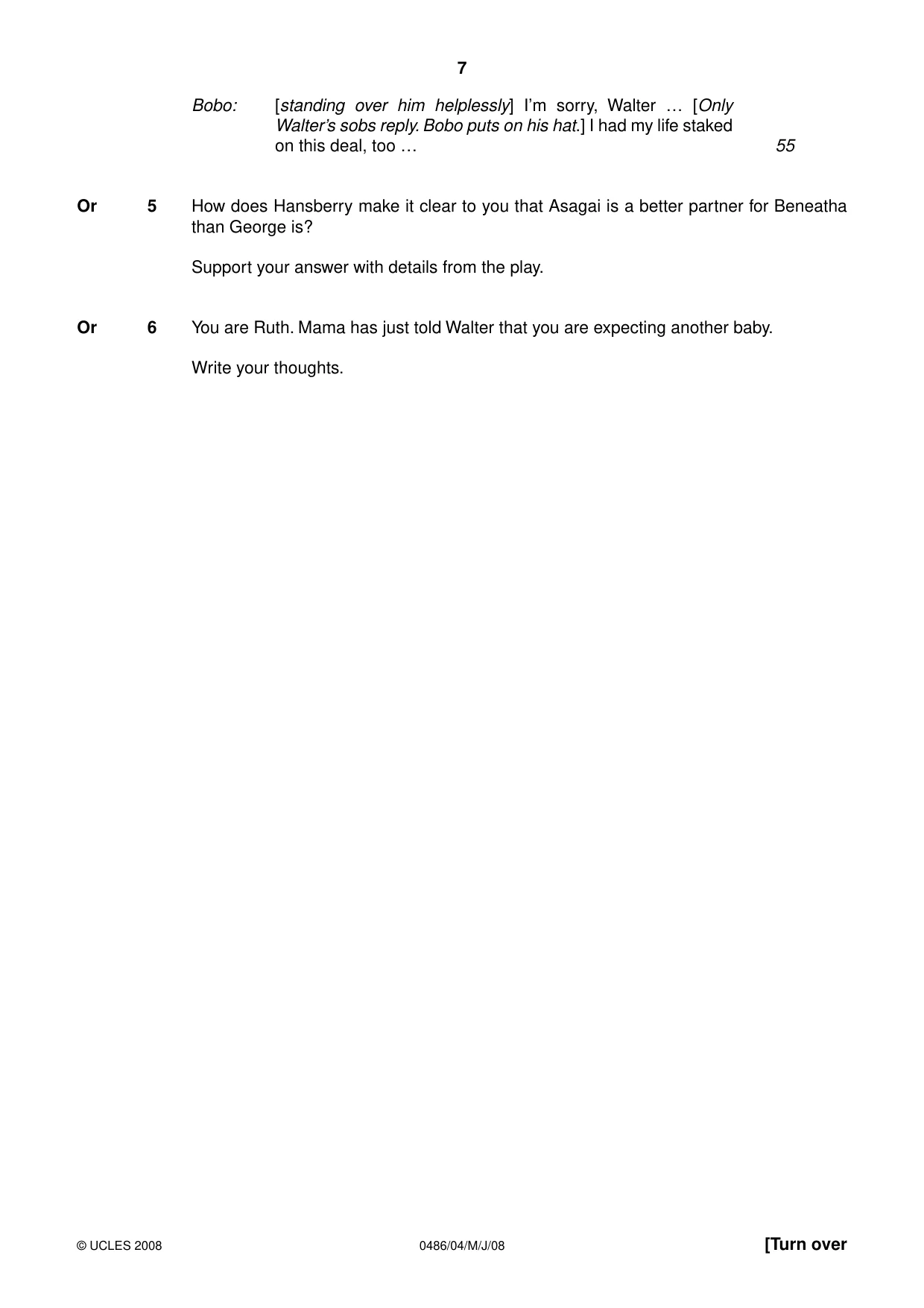 Cambridge IGCSE English - Literature 0486 2008 May/June Paper 4 · Variant 1 question paper, page 7 of 36