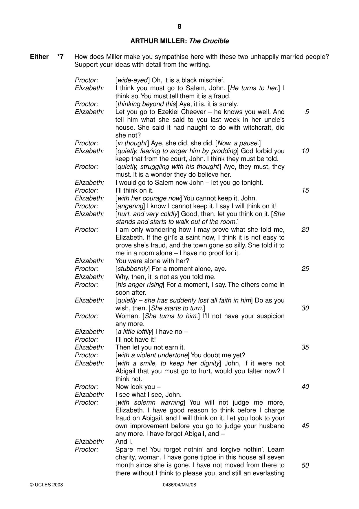 Cambridge IGCSE English - Literature 0486 2008 May/June Paper 4 · Variant 1 question paper, page 8 of 36