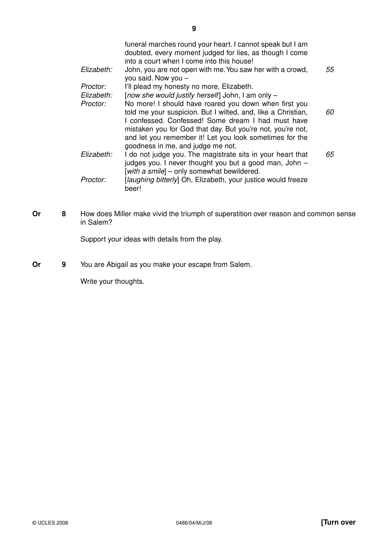 Cambridge IGCSE English - Literature 0486 2008 May/June Paper 4 · Variant 1 question paper, page 9 of 36