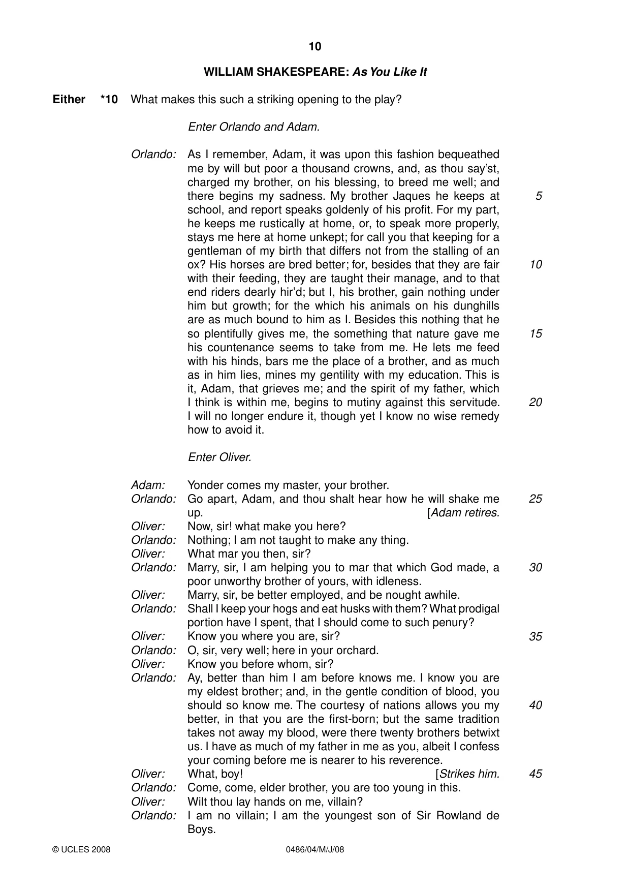 Cambridge IGCSE English - Literature 0486 2008 May/June Paper 4 · Variant 1 question paper, page 10 of 36