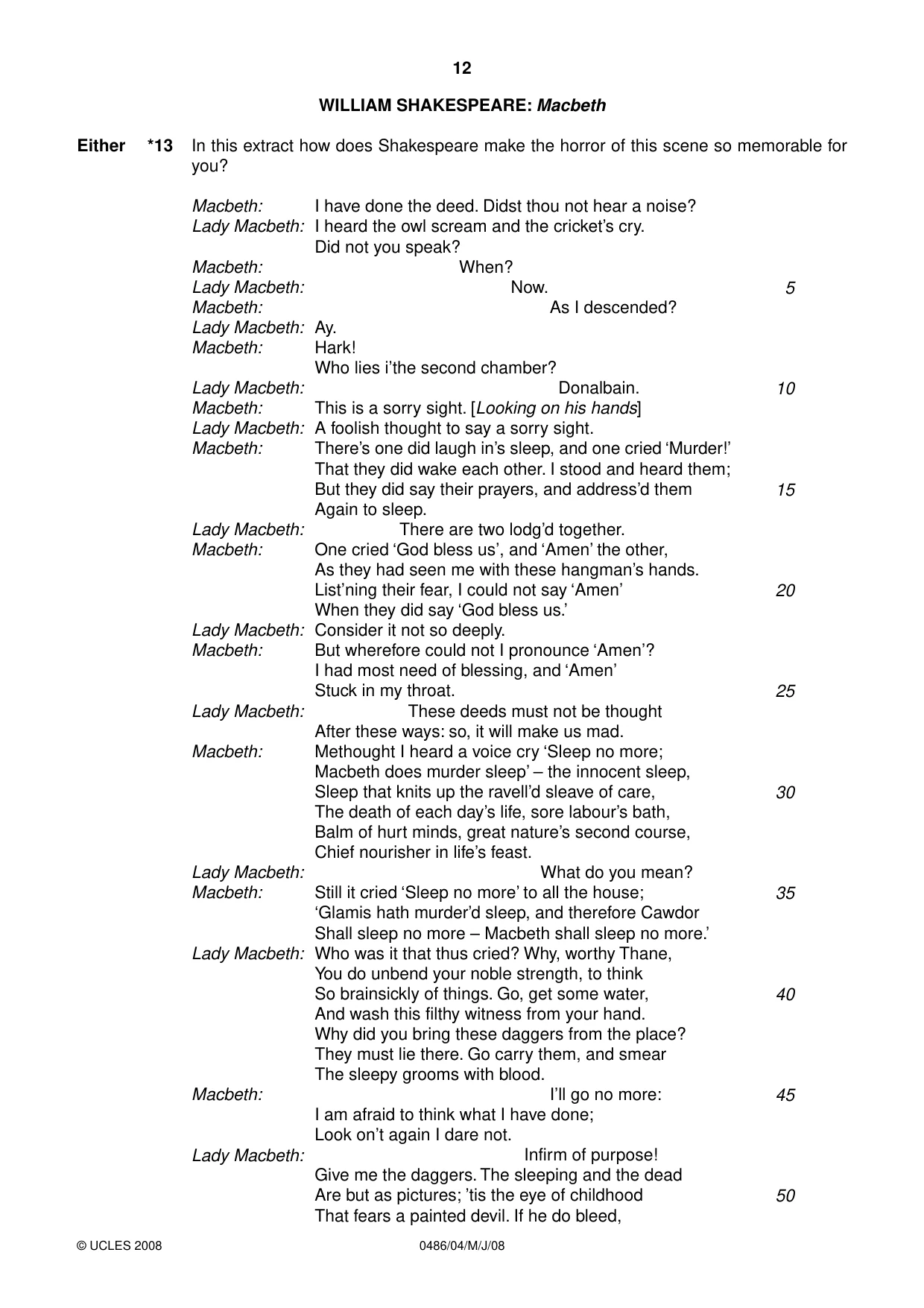 Cambridge IGCSE English - Literature 0486 2008 May/June Paper 4 · Variant 1 question paper, page 12 of 36