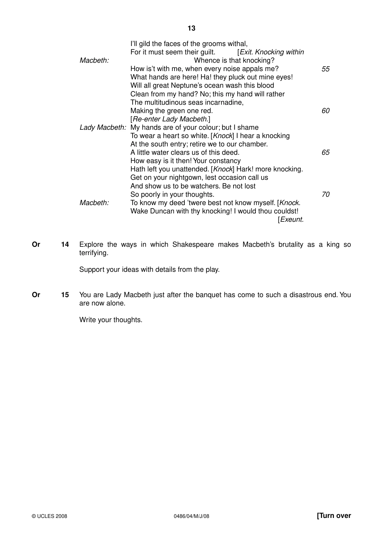 Cambridge IGCSE English - Literature 0486 2008 May/June Paper 4 · Variant 1 question paper, page 13 of 36