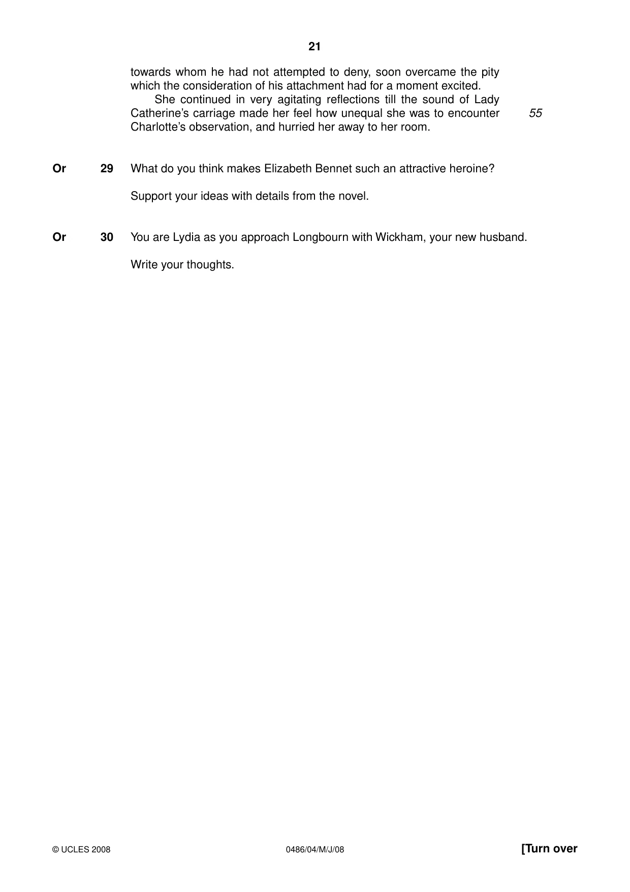 Cambridge IGCSE English - Literature 0486 2008 May/June Paper 4 · Variant 1 question paper, page 21 of 36