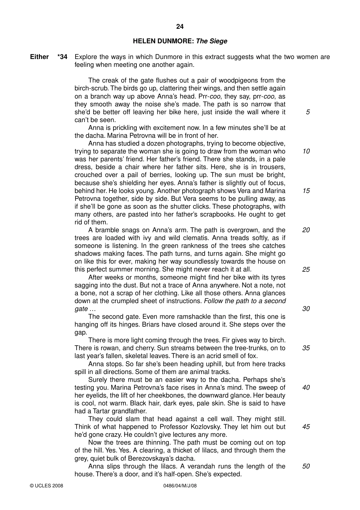 Cambridge IGCSE English - Literature 0486 2008 May/June Paper 4 · Variant 1 question paper, page 24 of 36