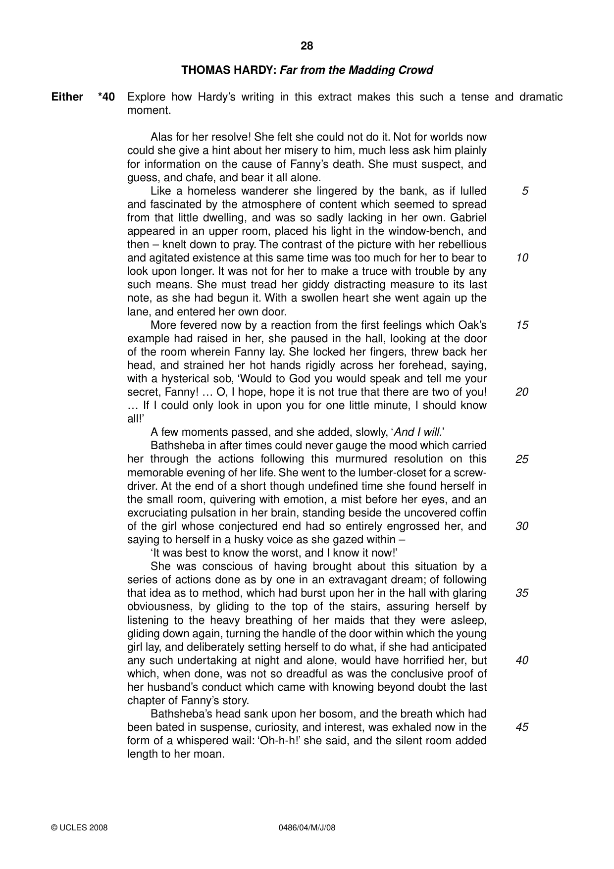 Cambridge IGCSE English - Literature 0486 2008 May/June Paper 4 · Variant 1 question paper, page 28 of 36