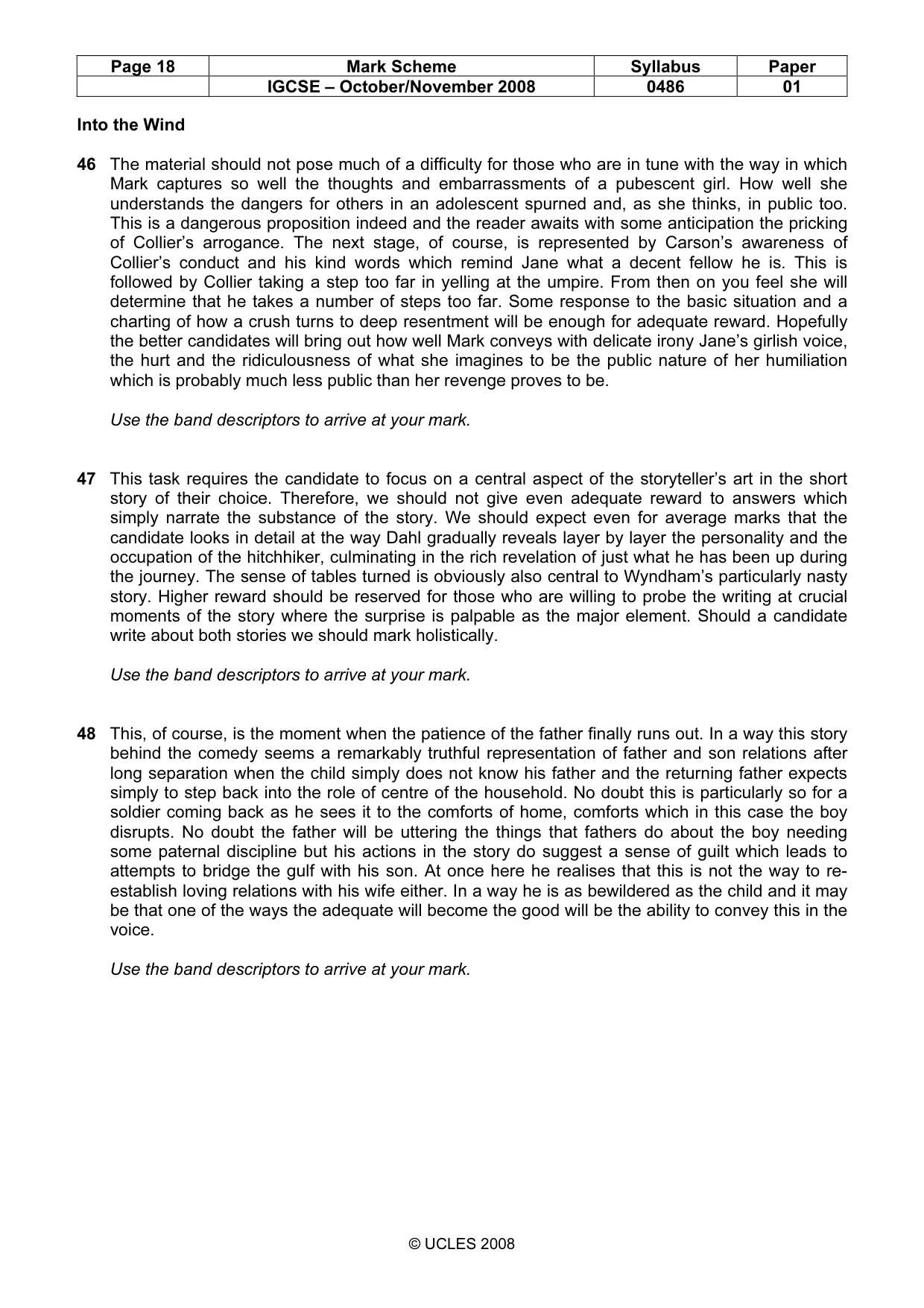 Mark scheme, page 18 of 18