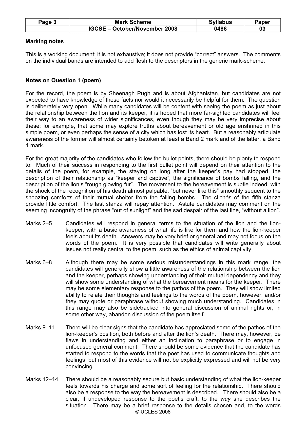 Mark scheme, page 3 of 6