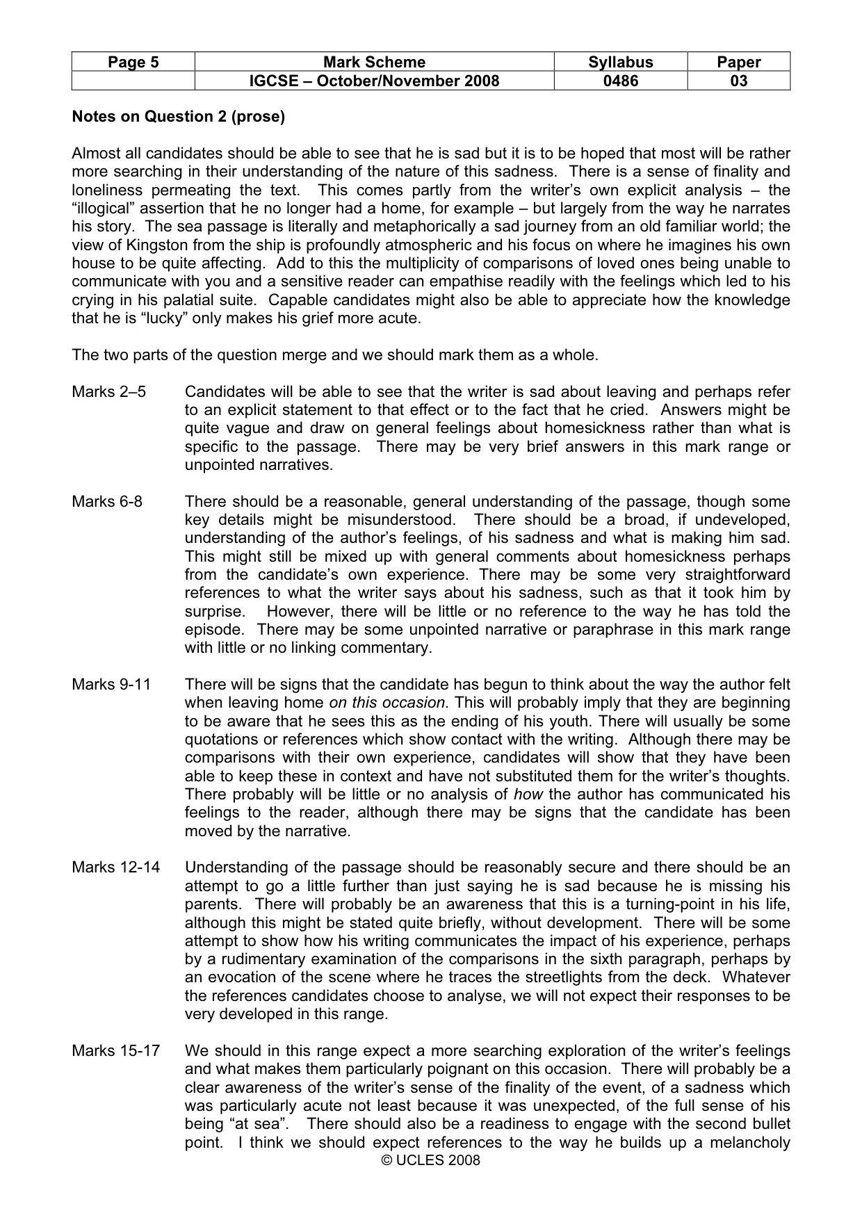 Mark scheme, page 5 of 6