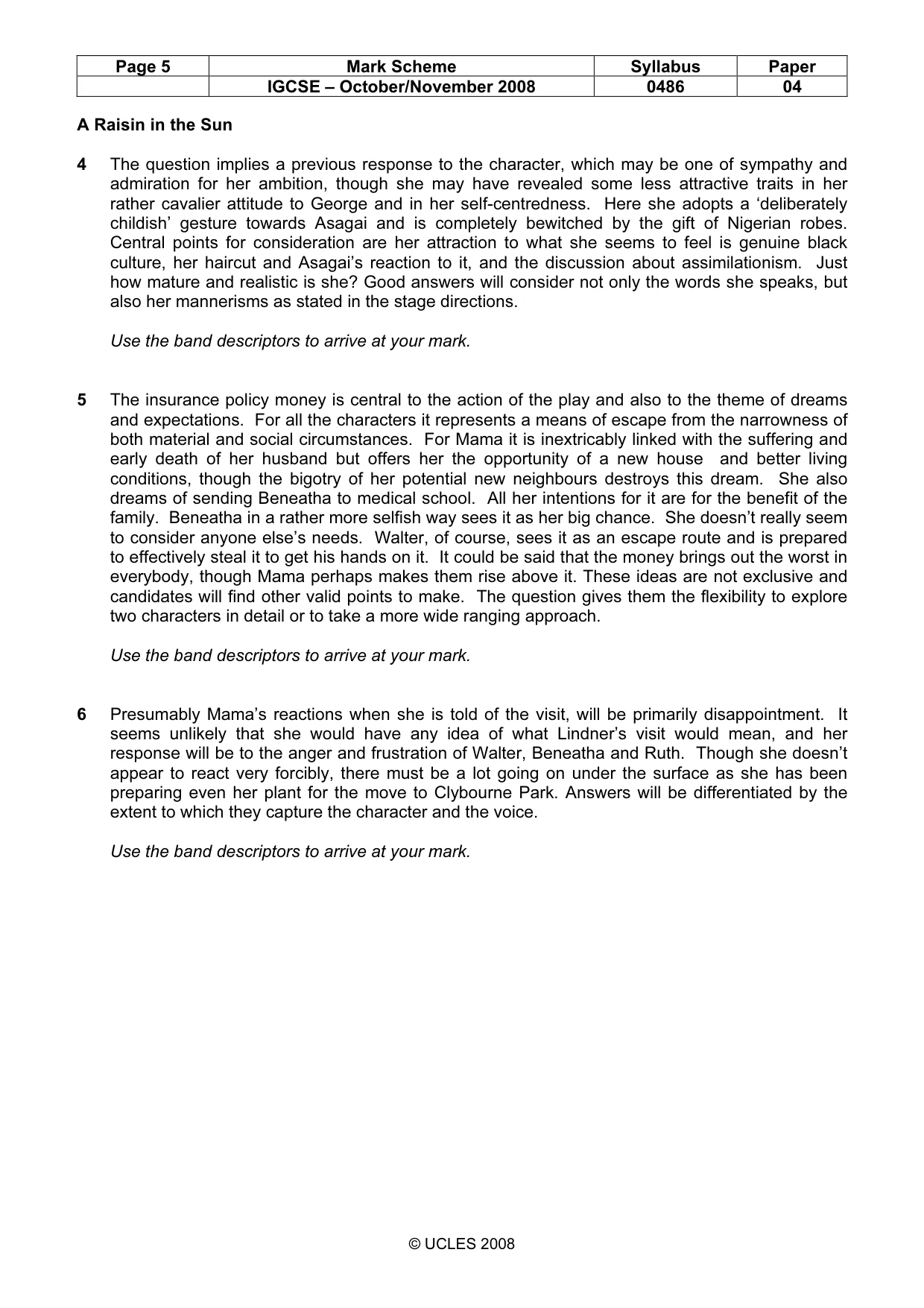Mark scheme, page 5 of 18