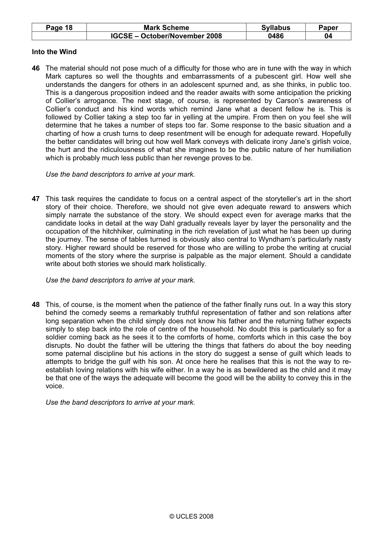 Mark scheme, page 18 of 18