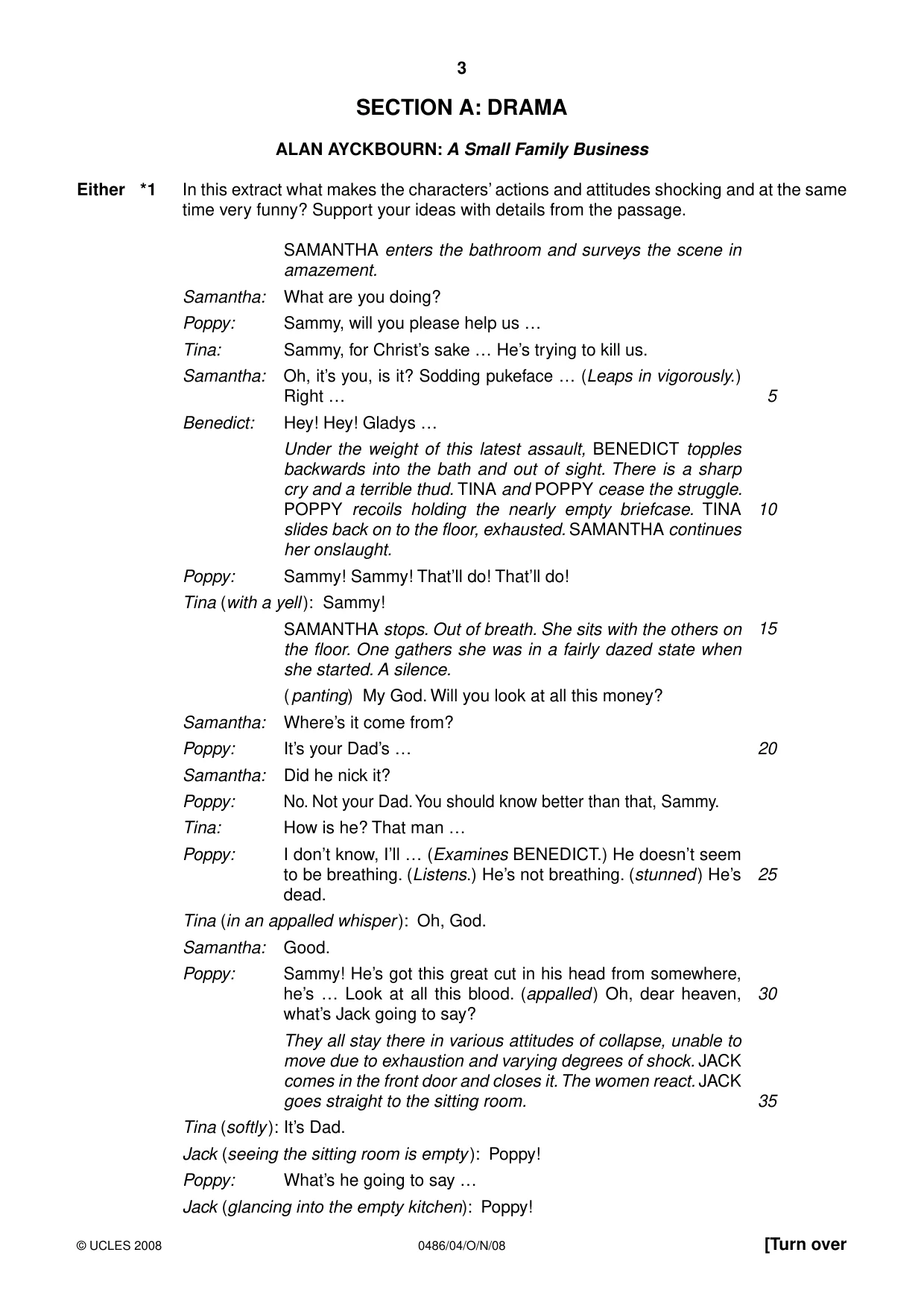 Cambridge IGCSE English - Literature 0486 2008 Oct/Nov Paper 4 · Variant 1 question paper, page 3 of 36