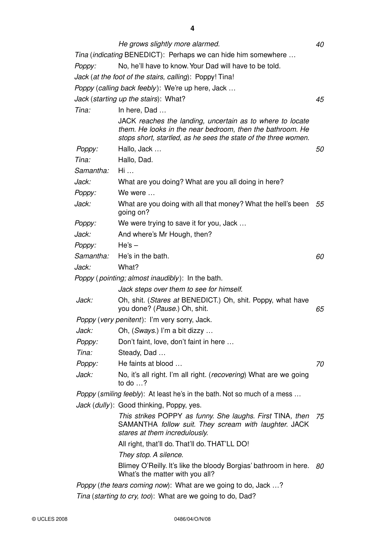 Cambridge IGCSE English - Literature 0486 2008 Oct/Nov Paper 4 · Variant 1 question paper, page 4 of 36
