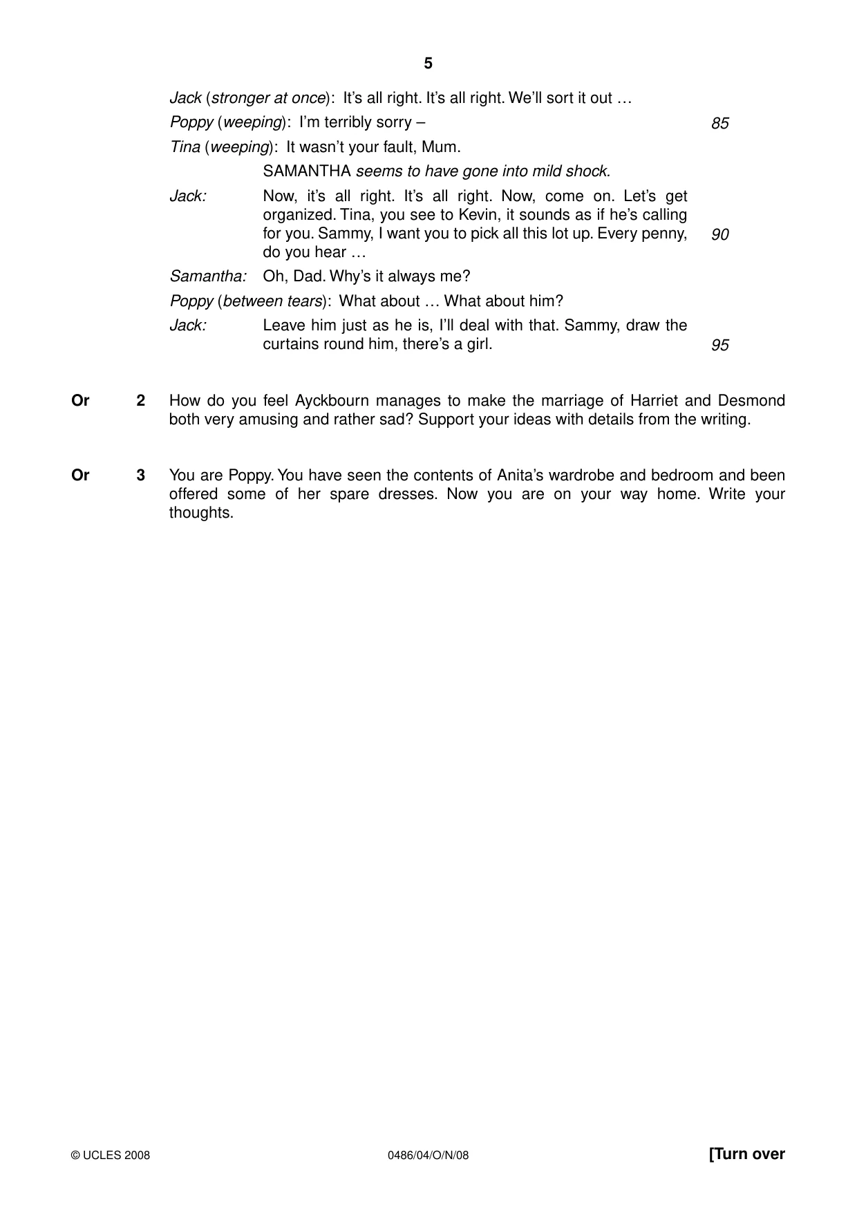 Cambridge IGCSE English - Literature 0486 2008 Oct/Nov Paper 4 · Variant 1 question paper, page 5 of 36