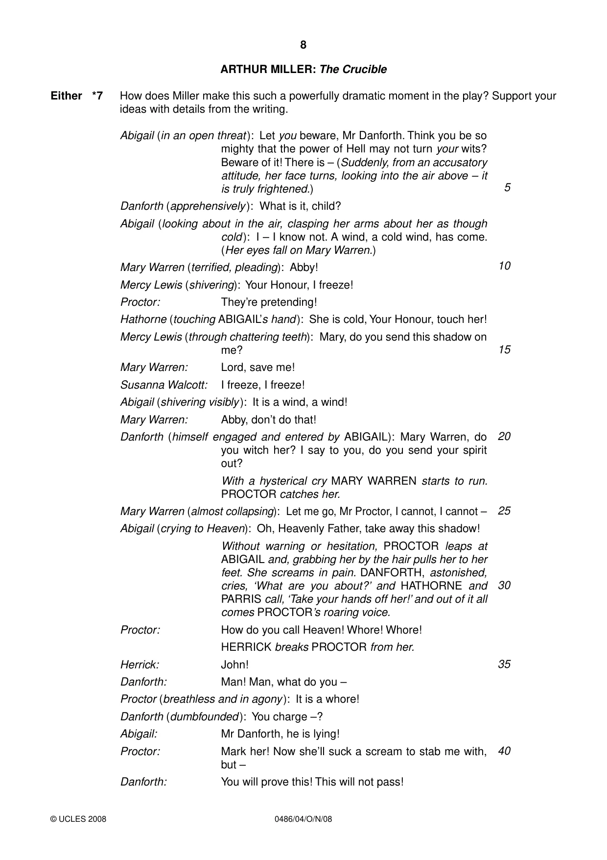 Cambridge IGCSE English - Literature 0486 2008 Oct/Nov Paper 4 · Variant 1 question paper, page 8 of 36