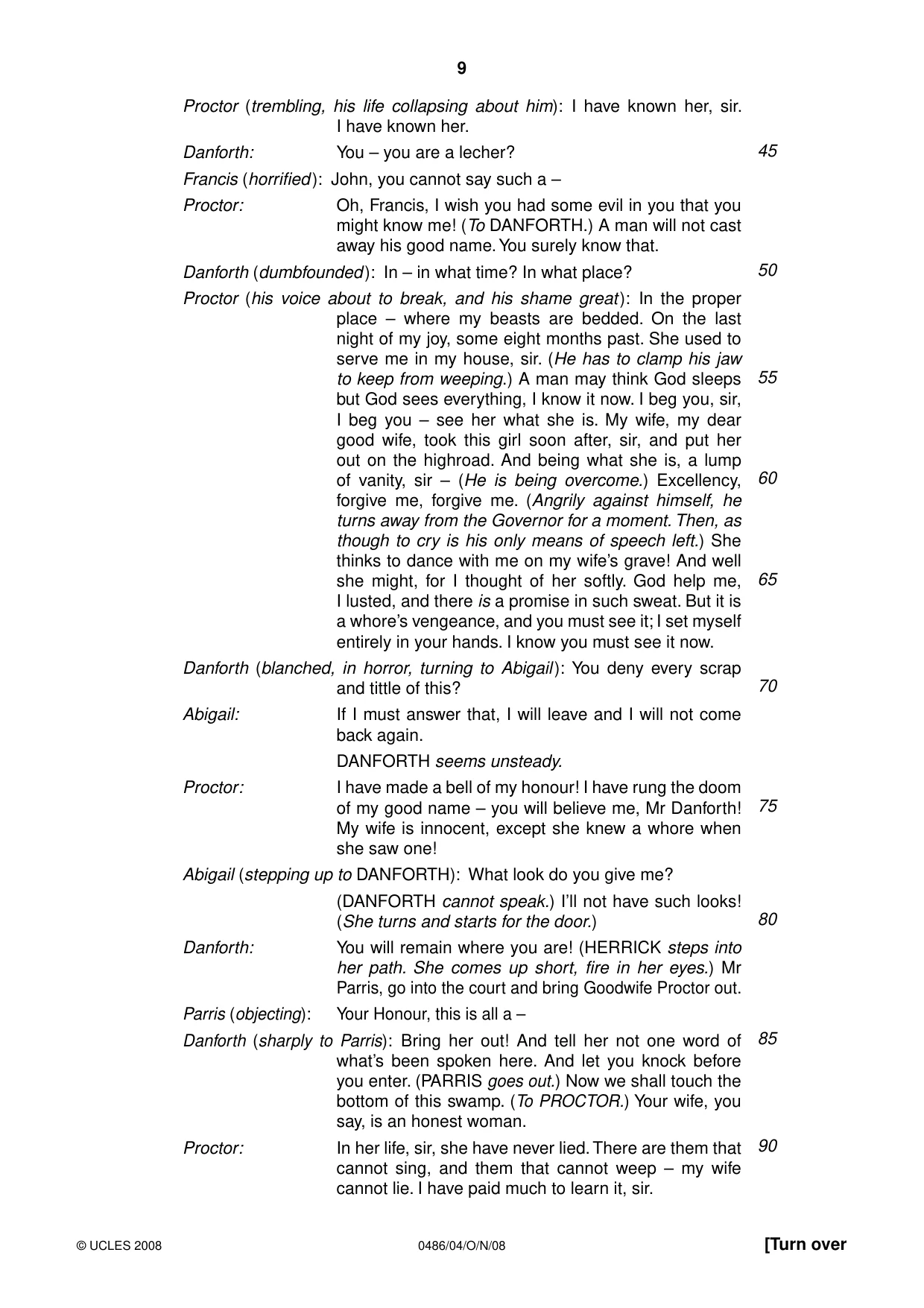 Cambridge IGCSE English - Literature 0486 2008 Oct/Nov Paper 4 · Variant 1 question paper, page 9 of 36