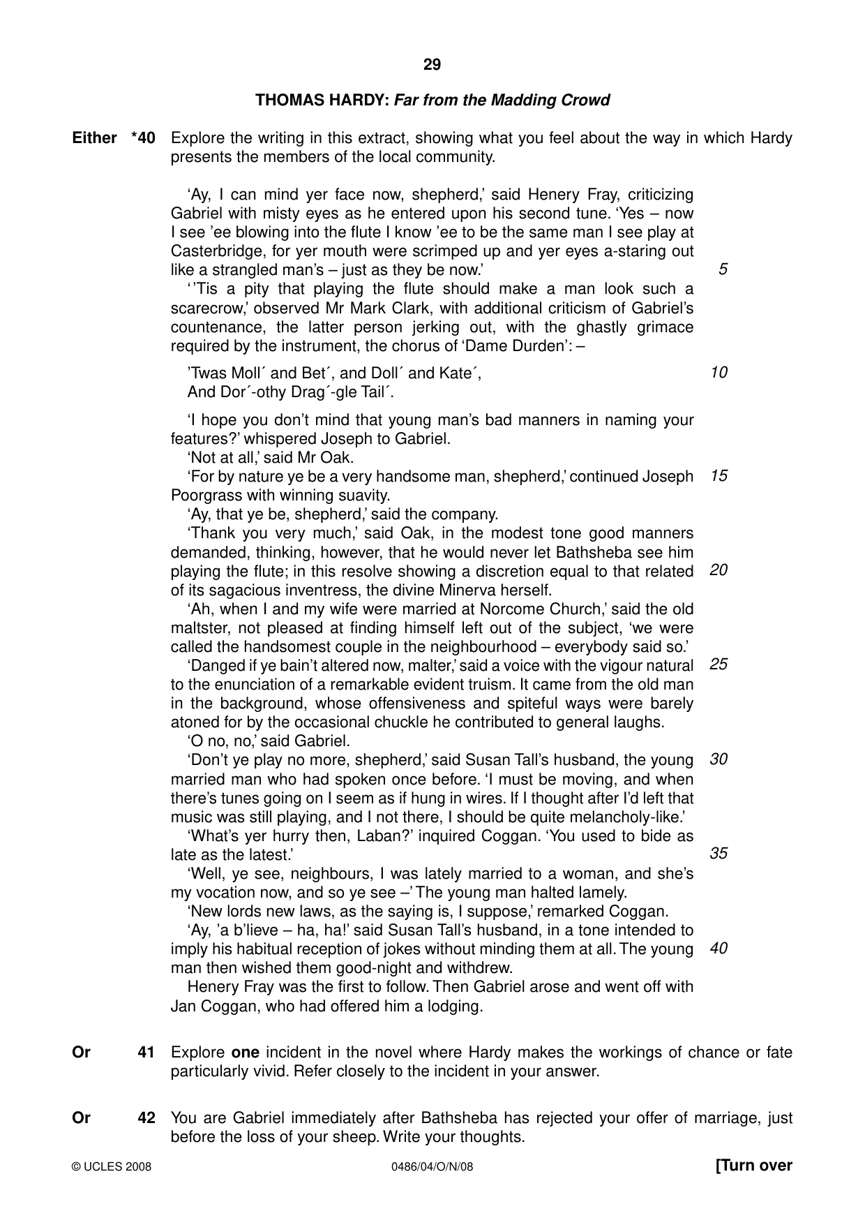 Cambridge IGCSE English - Literature 0486 2008 Oct/Nov Paper 4 · Variant 1 question paper, page 29 of 36