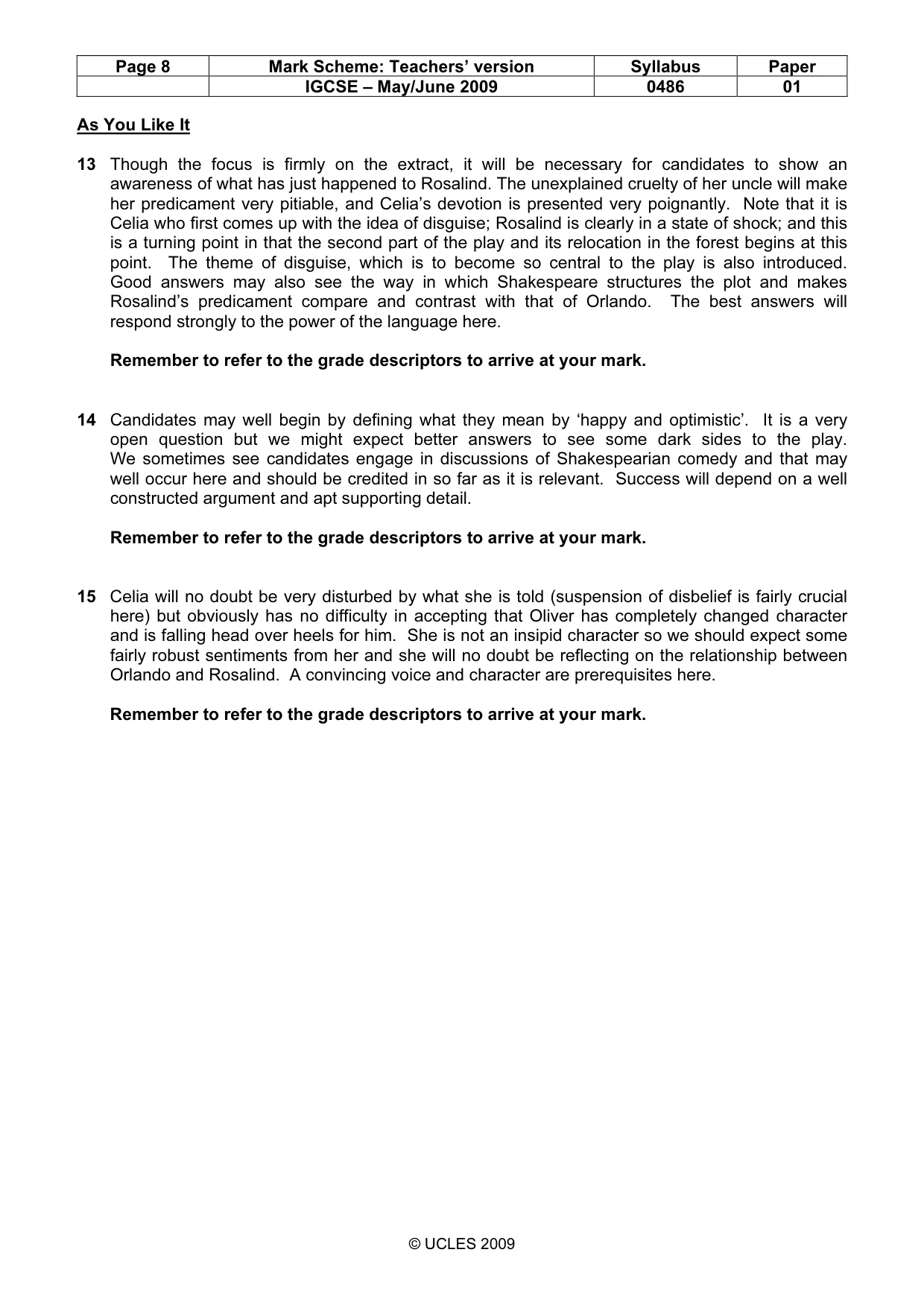Mark scheme, page 8 of 18