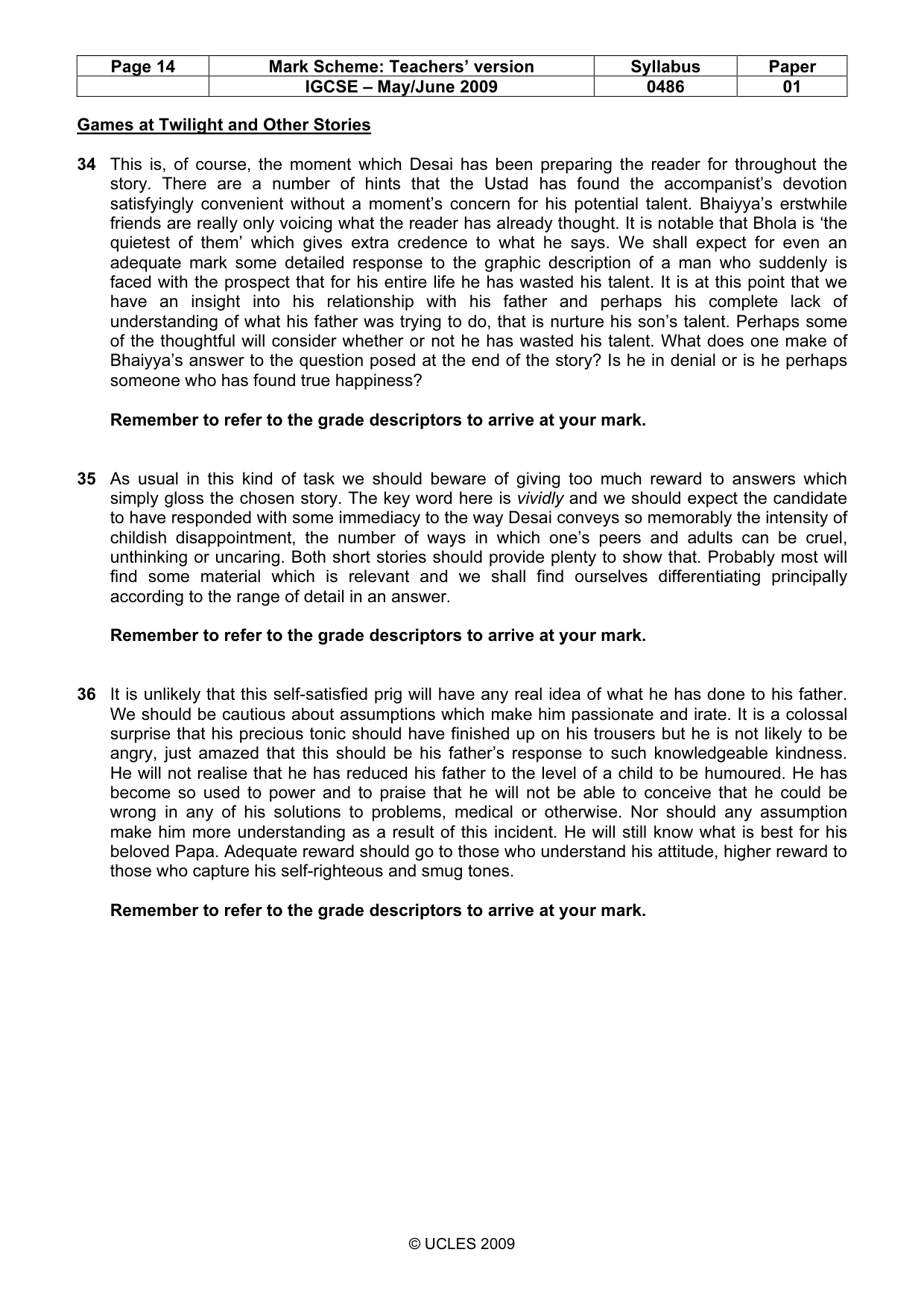 Mark scheme, page 14 of 18