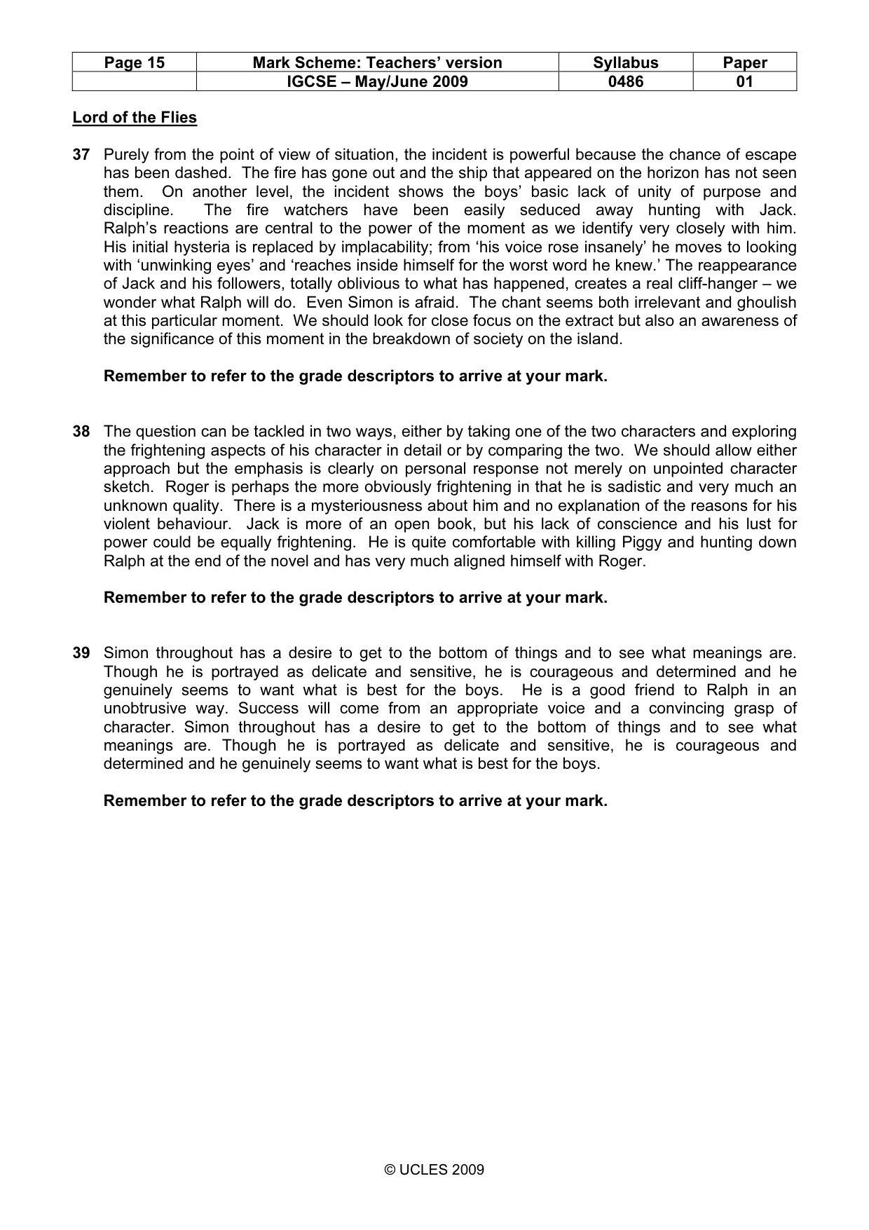 Mark scheme, page 15 of 18