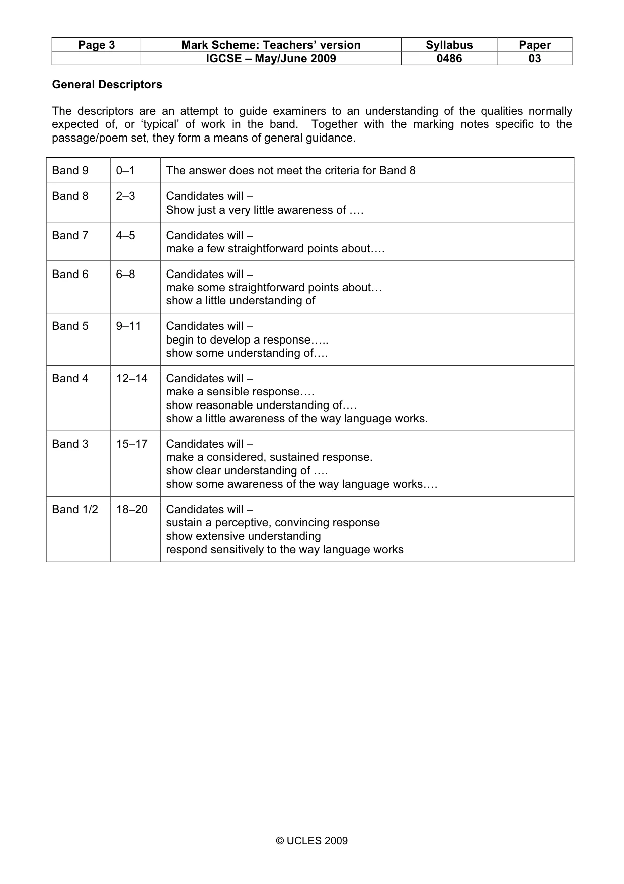 Mark scheme, page 3 of 7