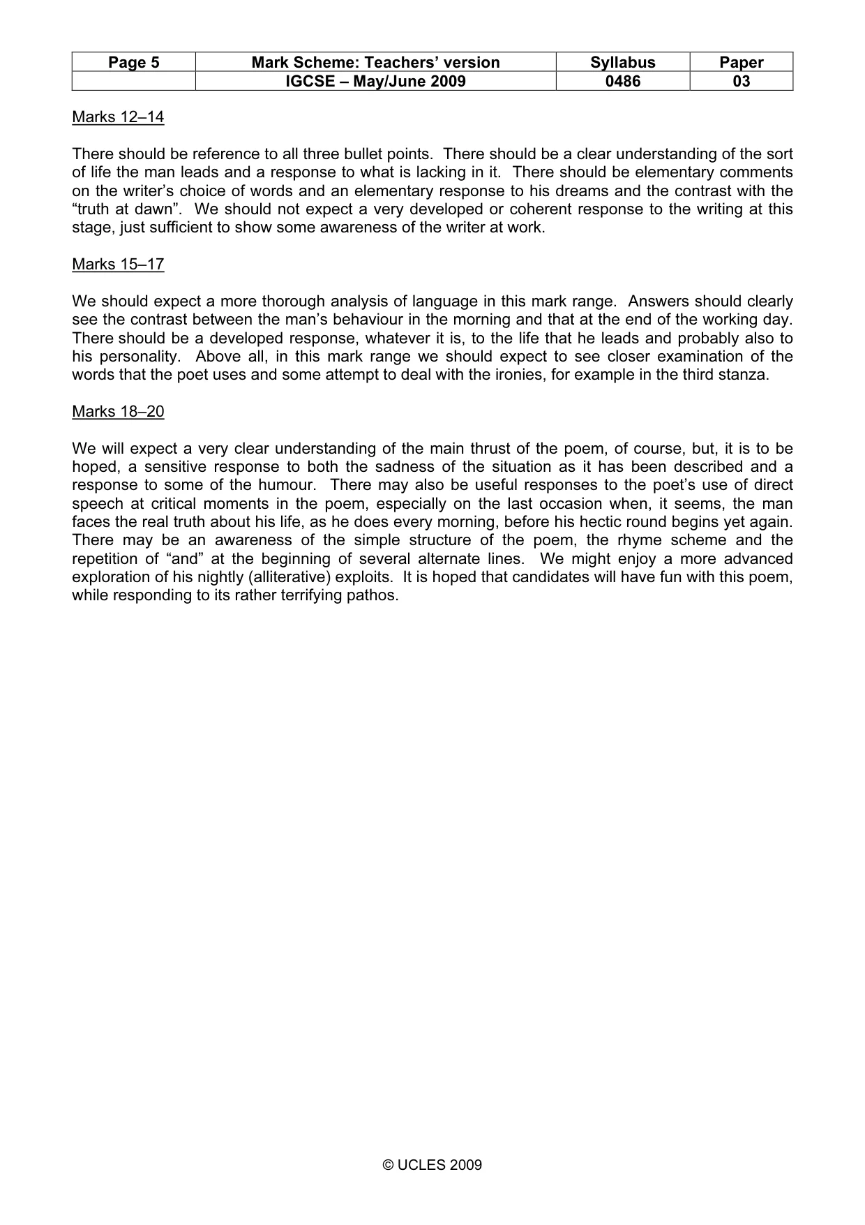 Mark scheme, page 5 of 7