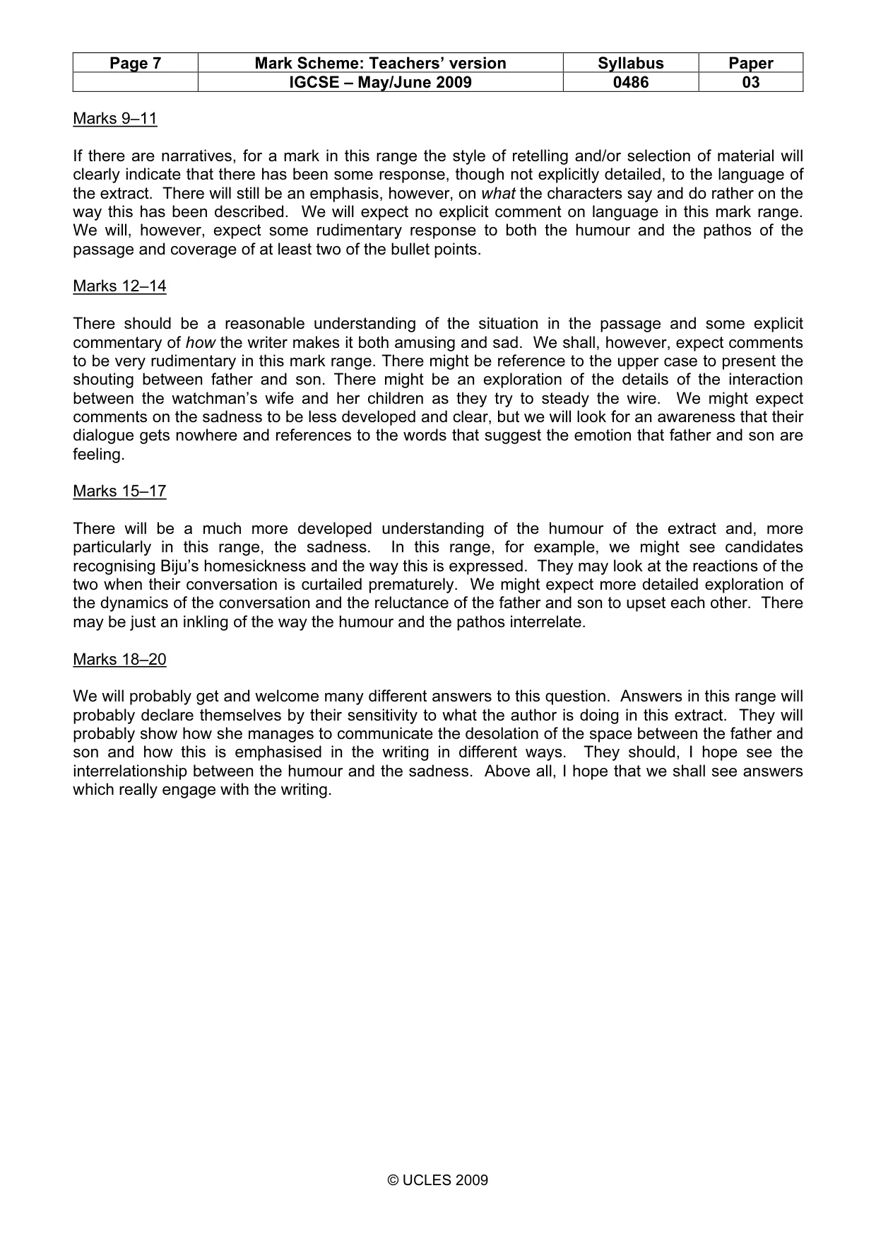 Mark scheme, page 7 of 7